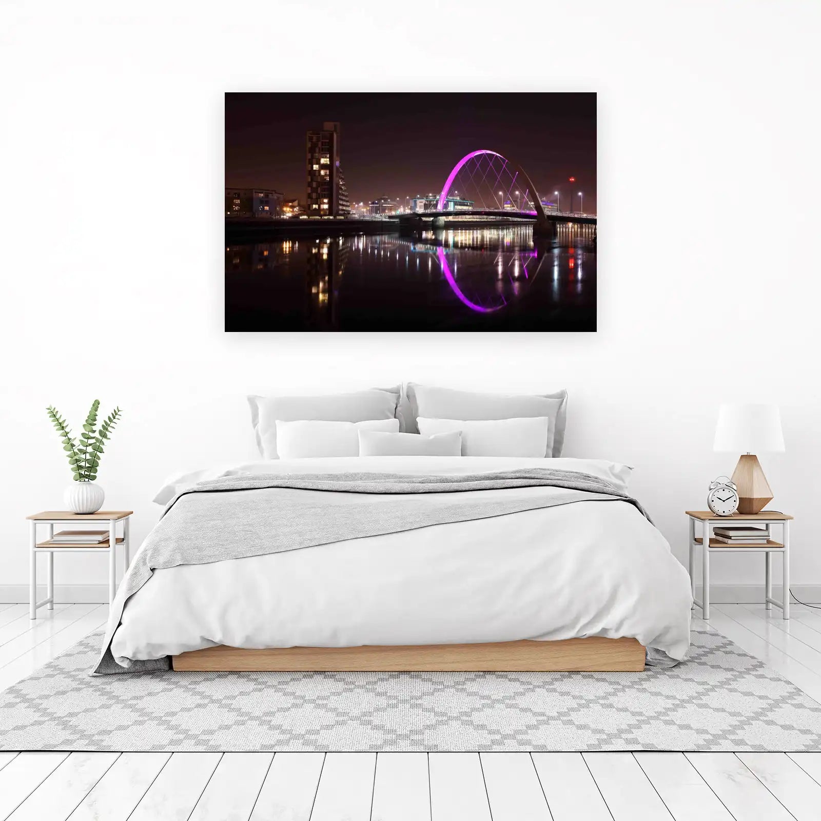 Urban Night Glow Bridge Wall Art