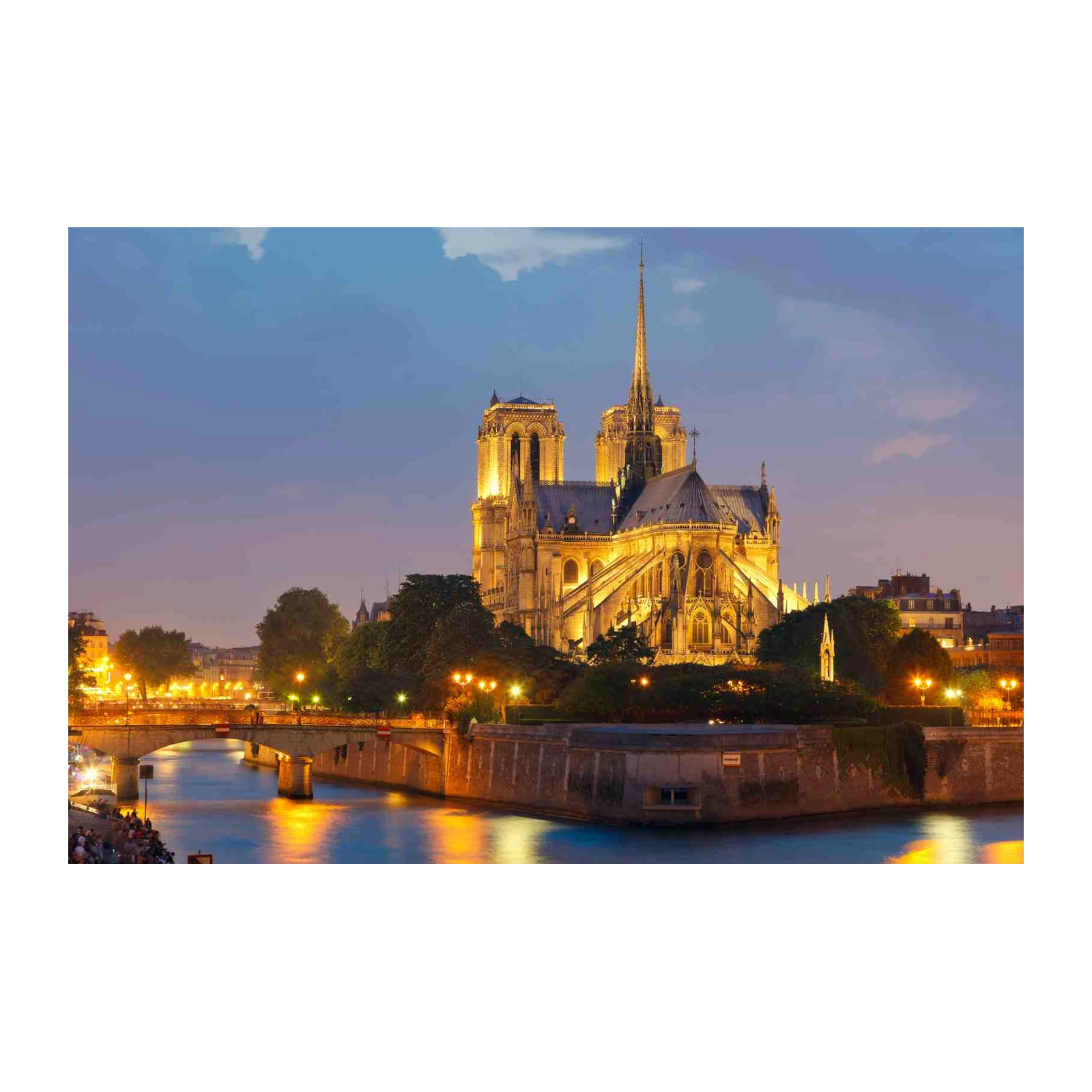 Notre Dame Paris Evening Eiffel Tower Wall Art