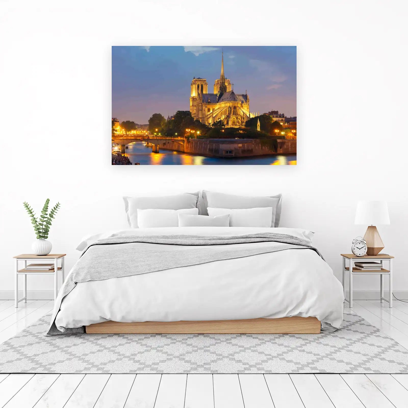 Notre Dame Paris Evening Eiffel Tower Wall Art