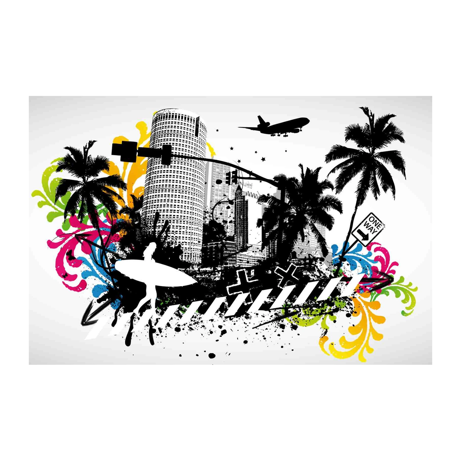 Urban Surf Vibes Graffiti Wall Art