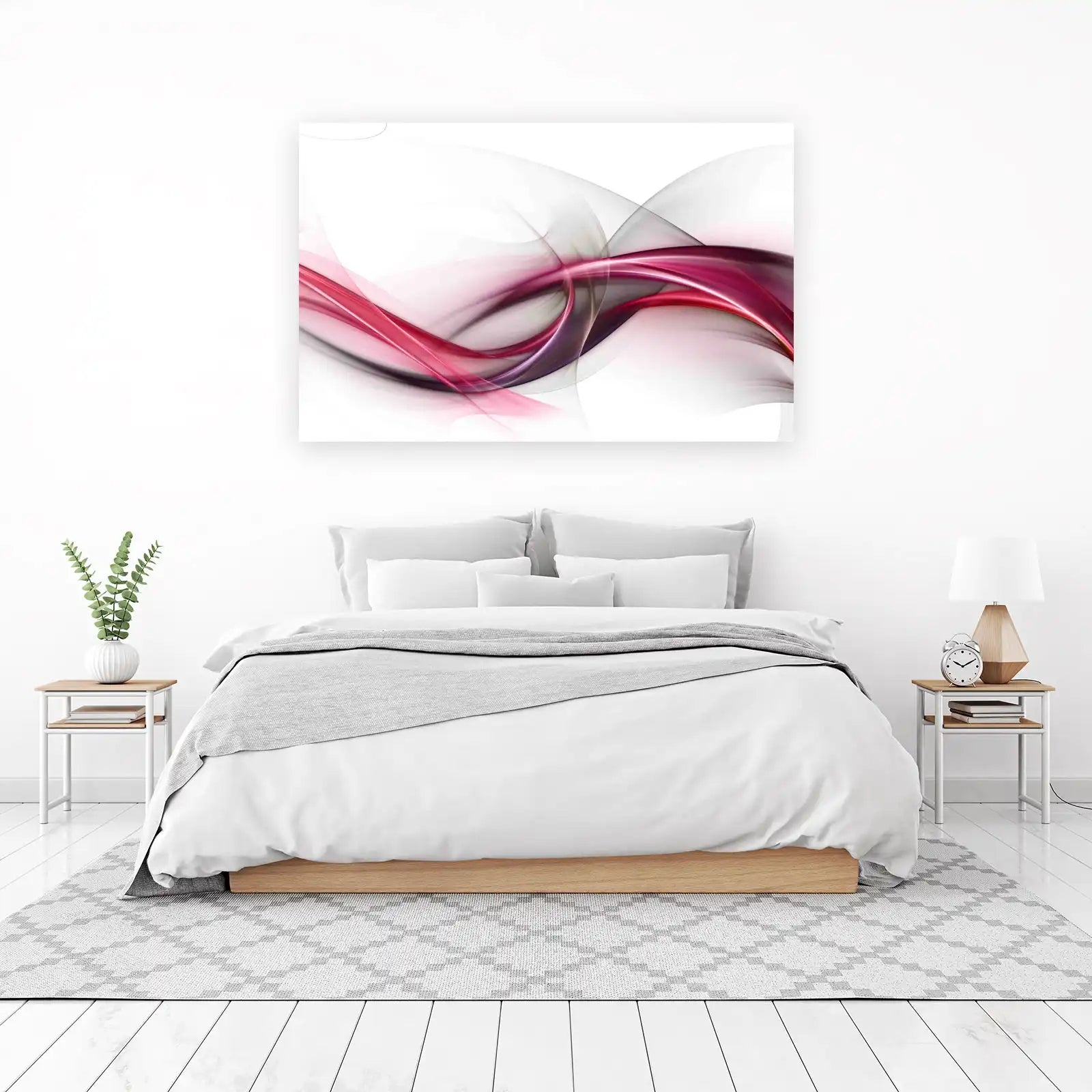Abstract Pink & Grey Waves Wall Art