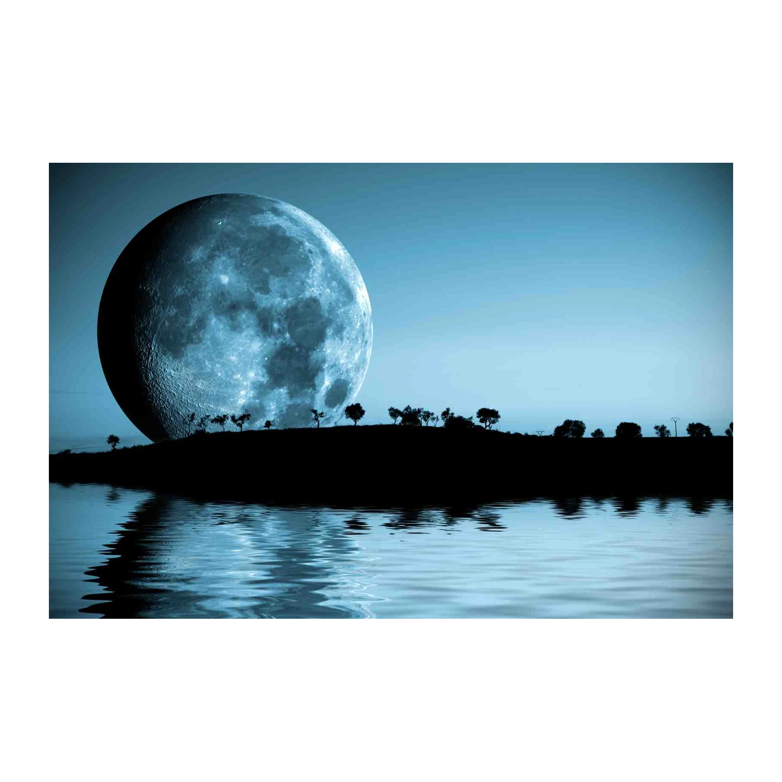 Enchanting Moonlit Lake Silhouette Wall Art