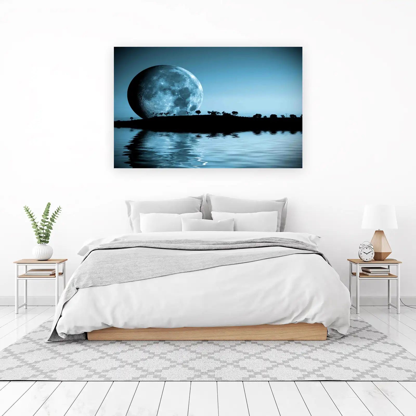 Enchanting Moonlit Lake Silhouette Wall Art