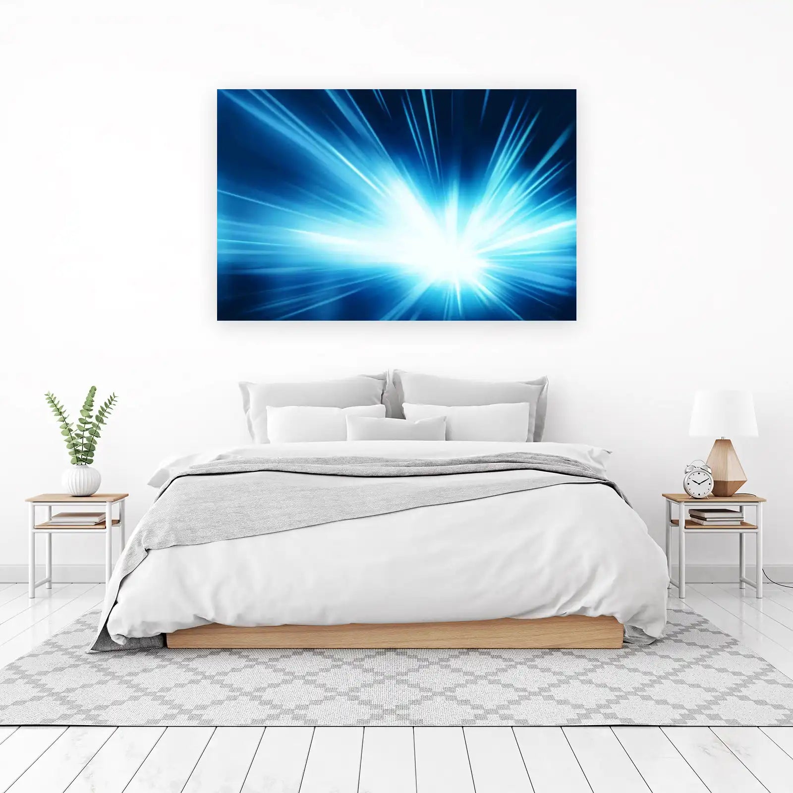 Radiant Blue Light Burst Wall Art