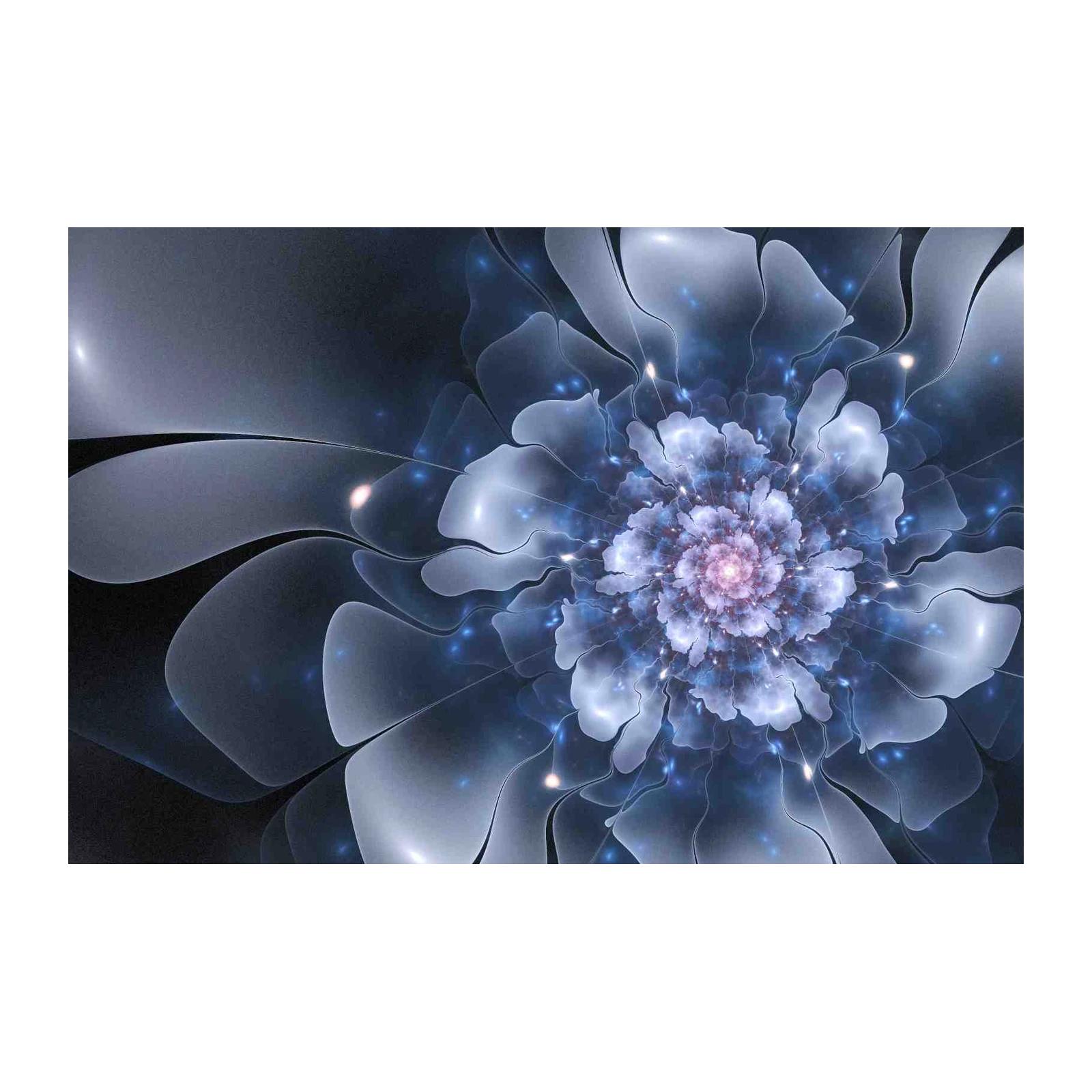 Abstract Blue Floral Glow Wall Art
