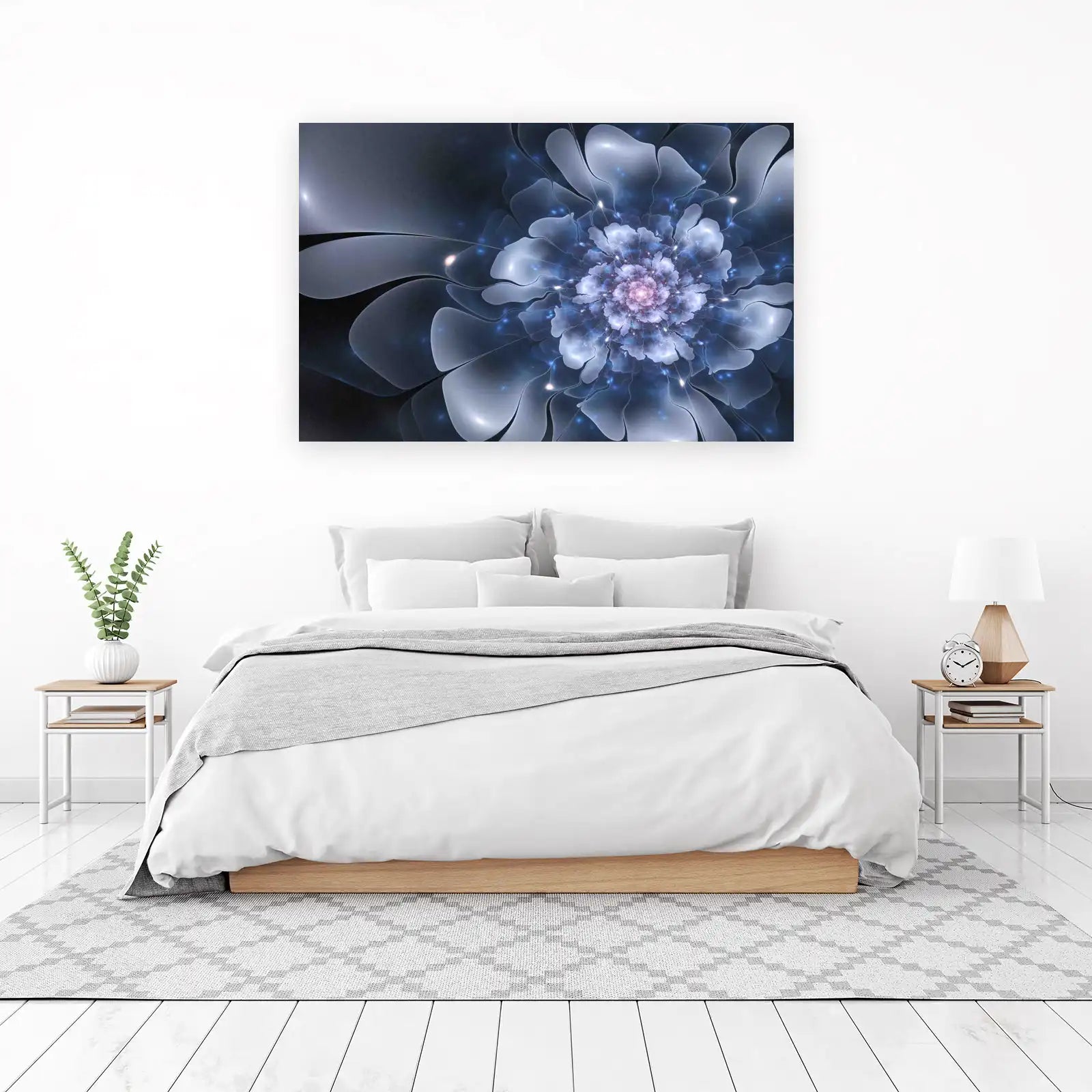 Abstract Blue Floral Glow Wall Art