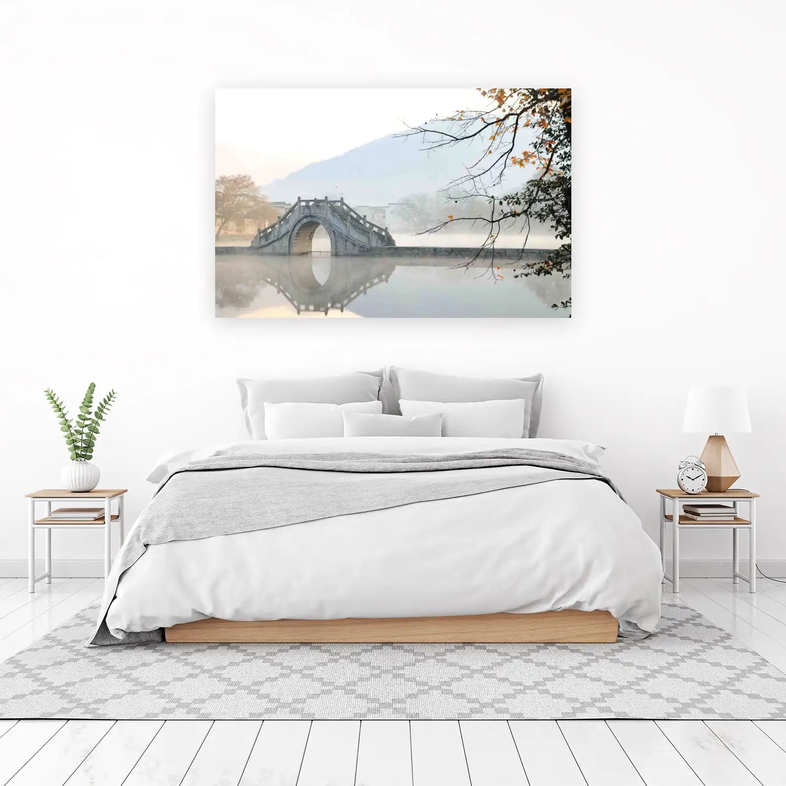Serene Arch Bridge Misty Morning Wall Art