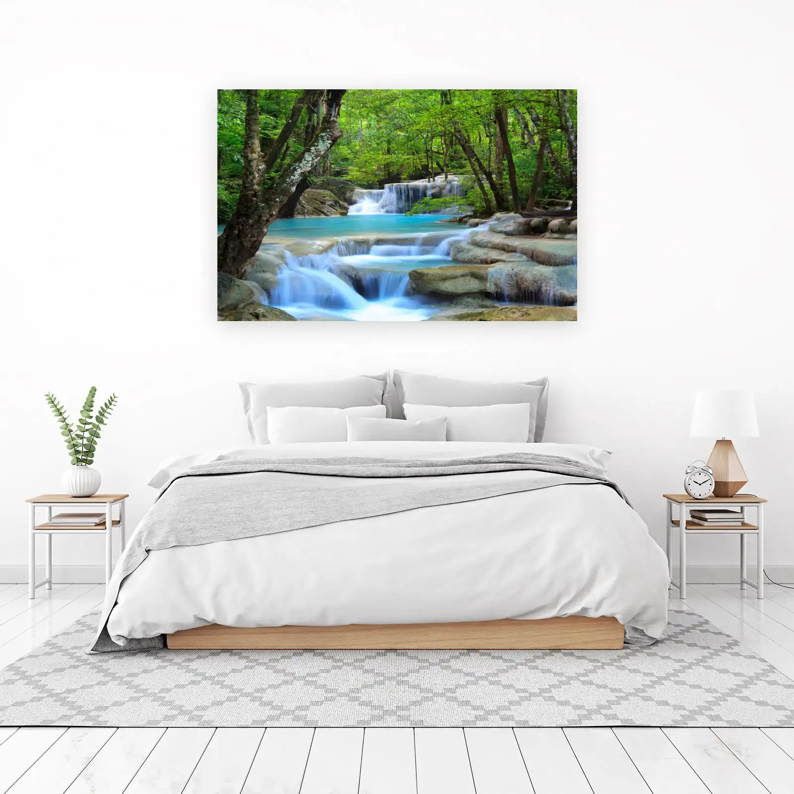 Serene Waterfall Tropical Forest Wall Art