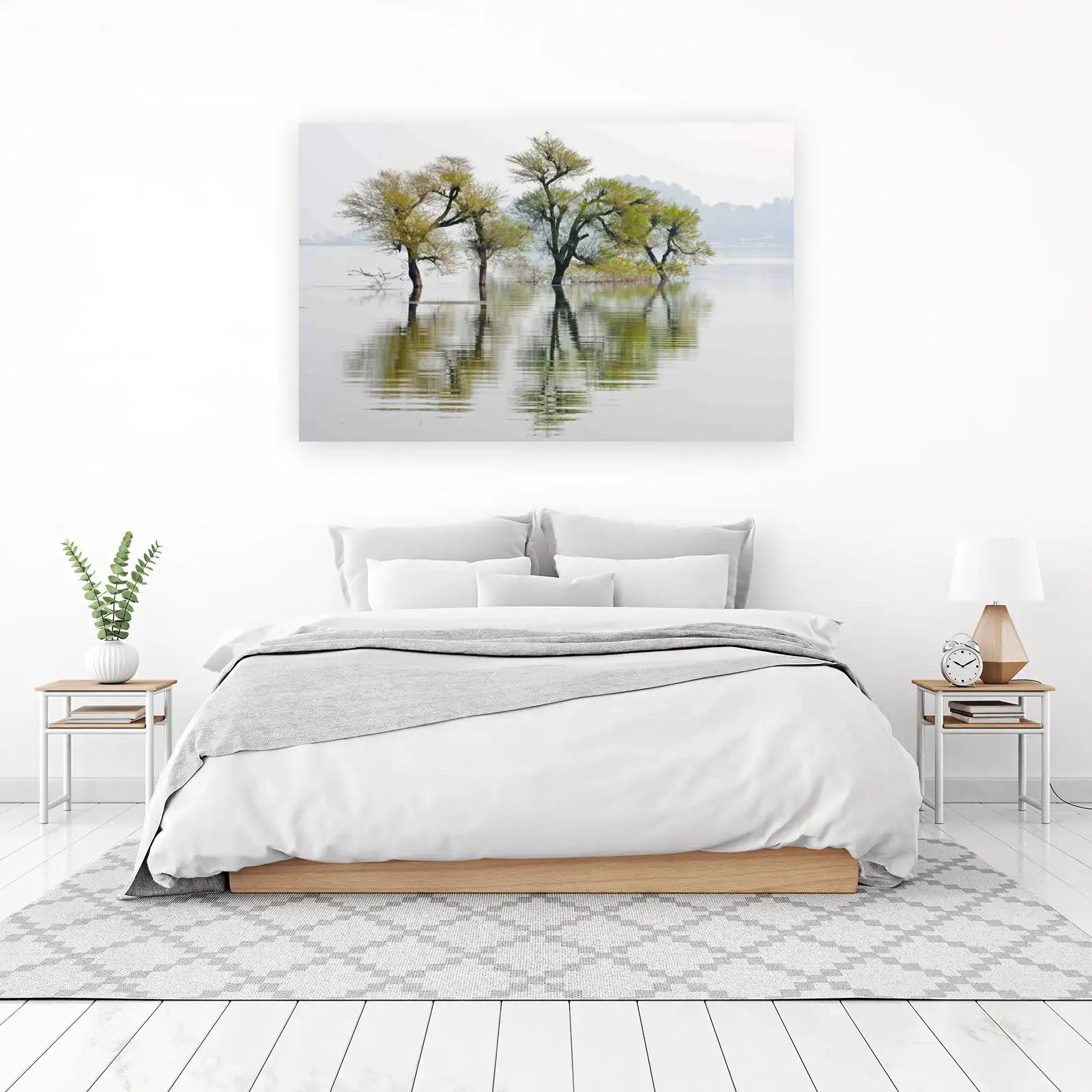 Serene Water Trees Reflection Wall Art
