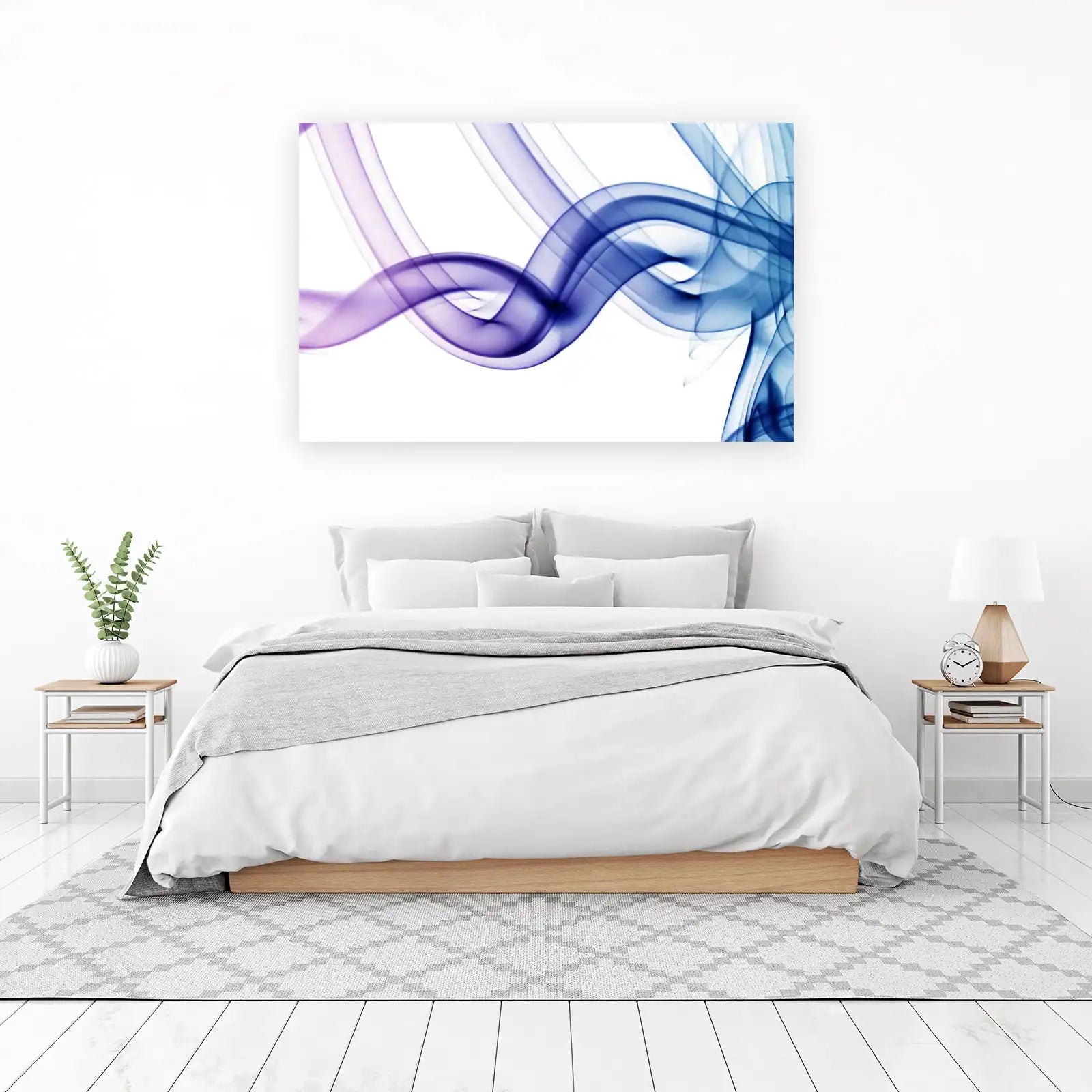 Abstract Smoke Swirls Purple Blue Wall Art
