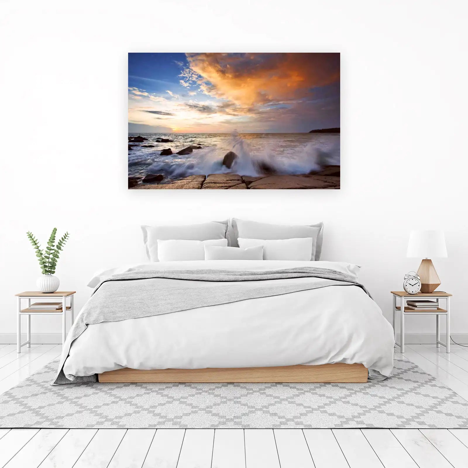 Dramatic Sunset Ocean Wave Wall Art