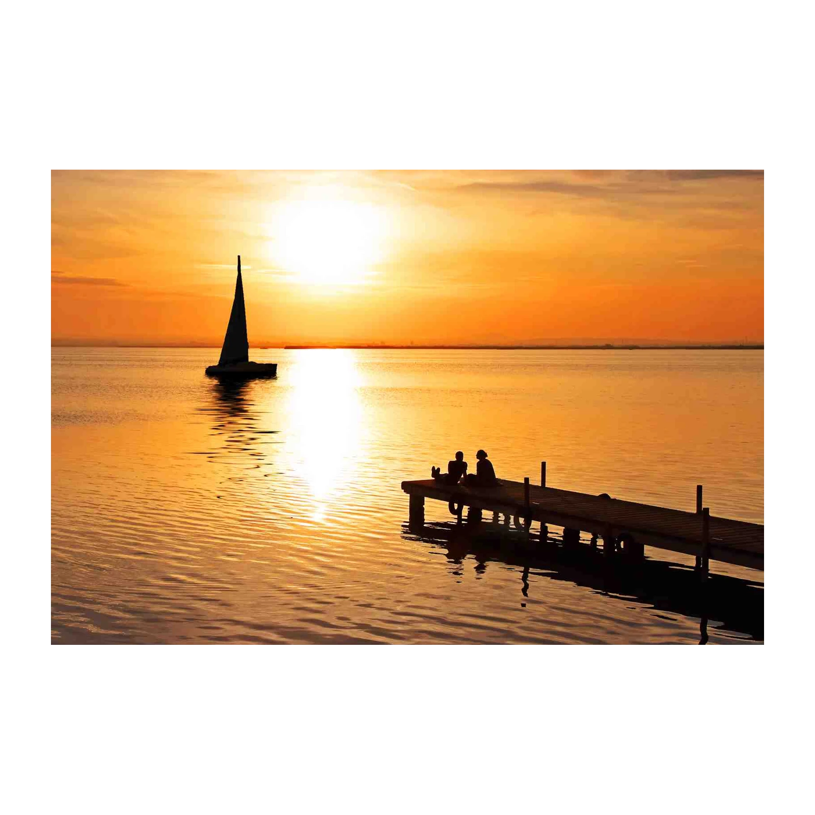 Serene Sunset Sailboat & Dock Wall Art