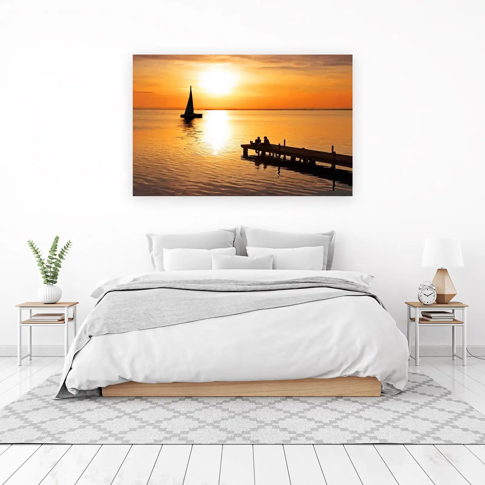 Serene Sunset Sailboat & Dock Wall Art
