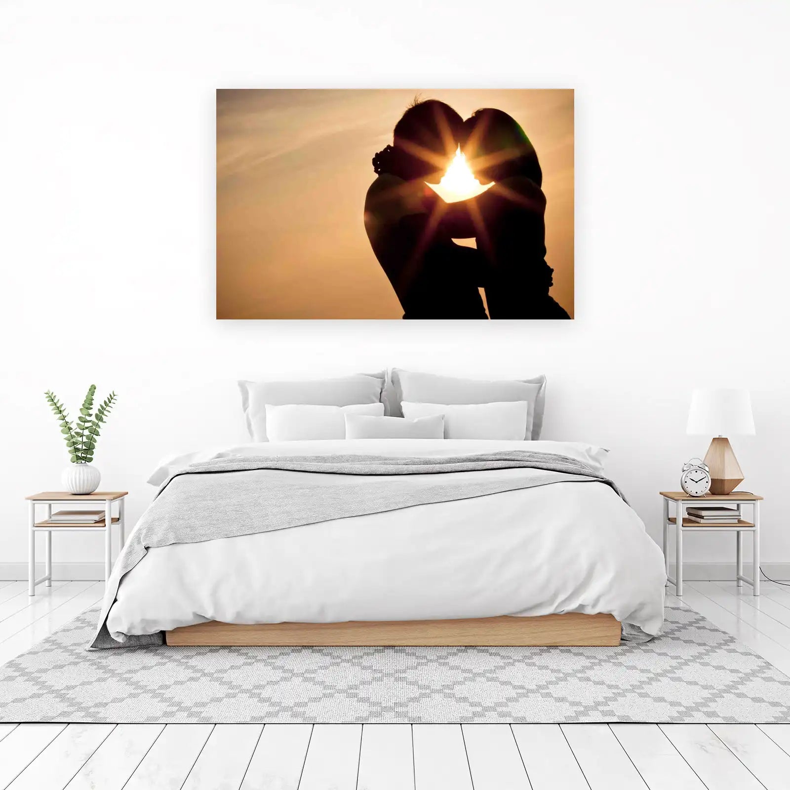 Romantic Sunset Couple Silhouette Wall Art