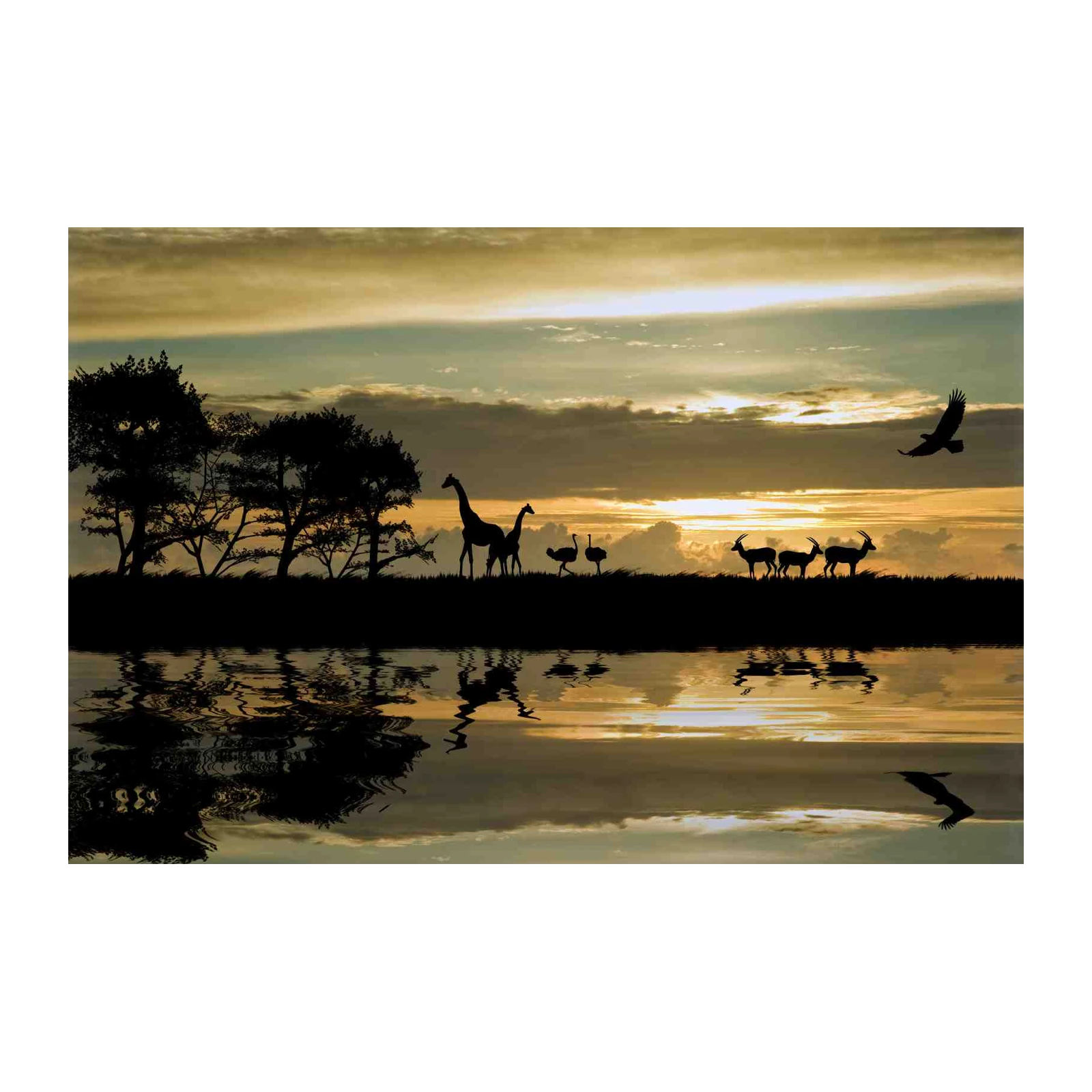 African Sunset Wildlife Wall Art