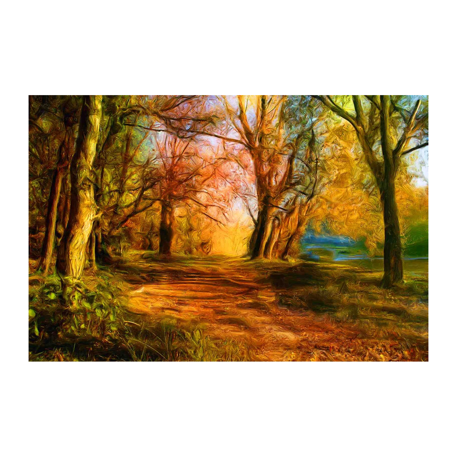 Golden Forest Path Autumn Wall Art