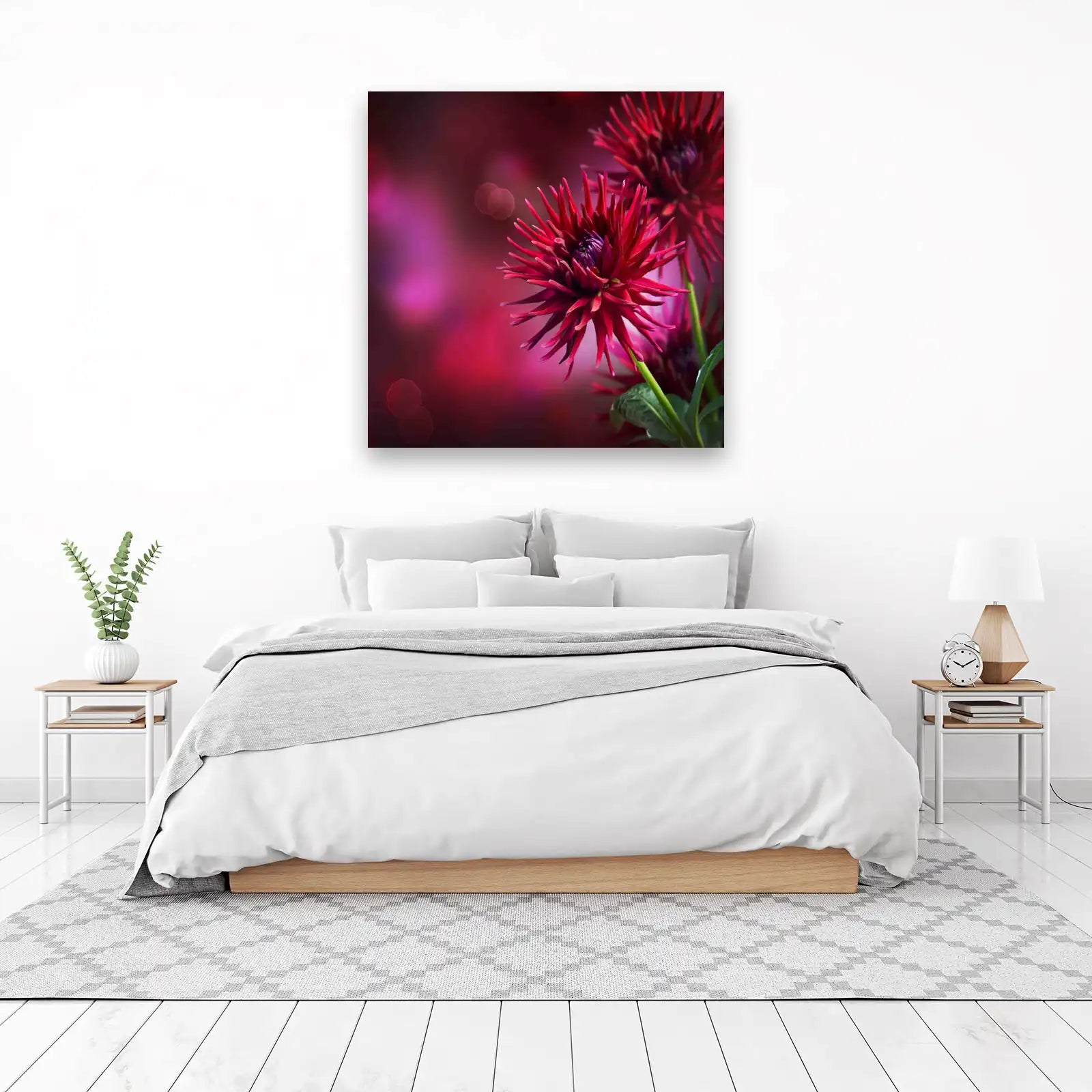 Vibrant Red Dahlia Floral Wall Art