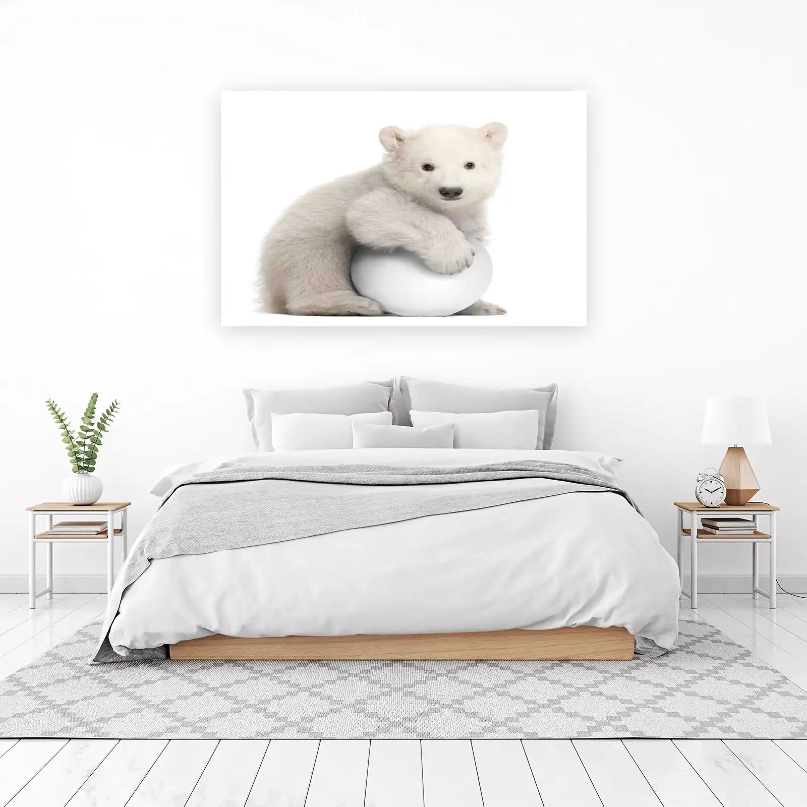 Adorable Polar Bear Cub with Ball Wall Art