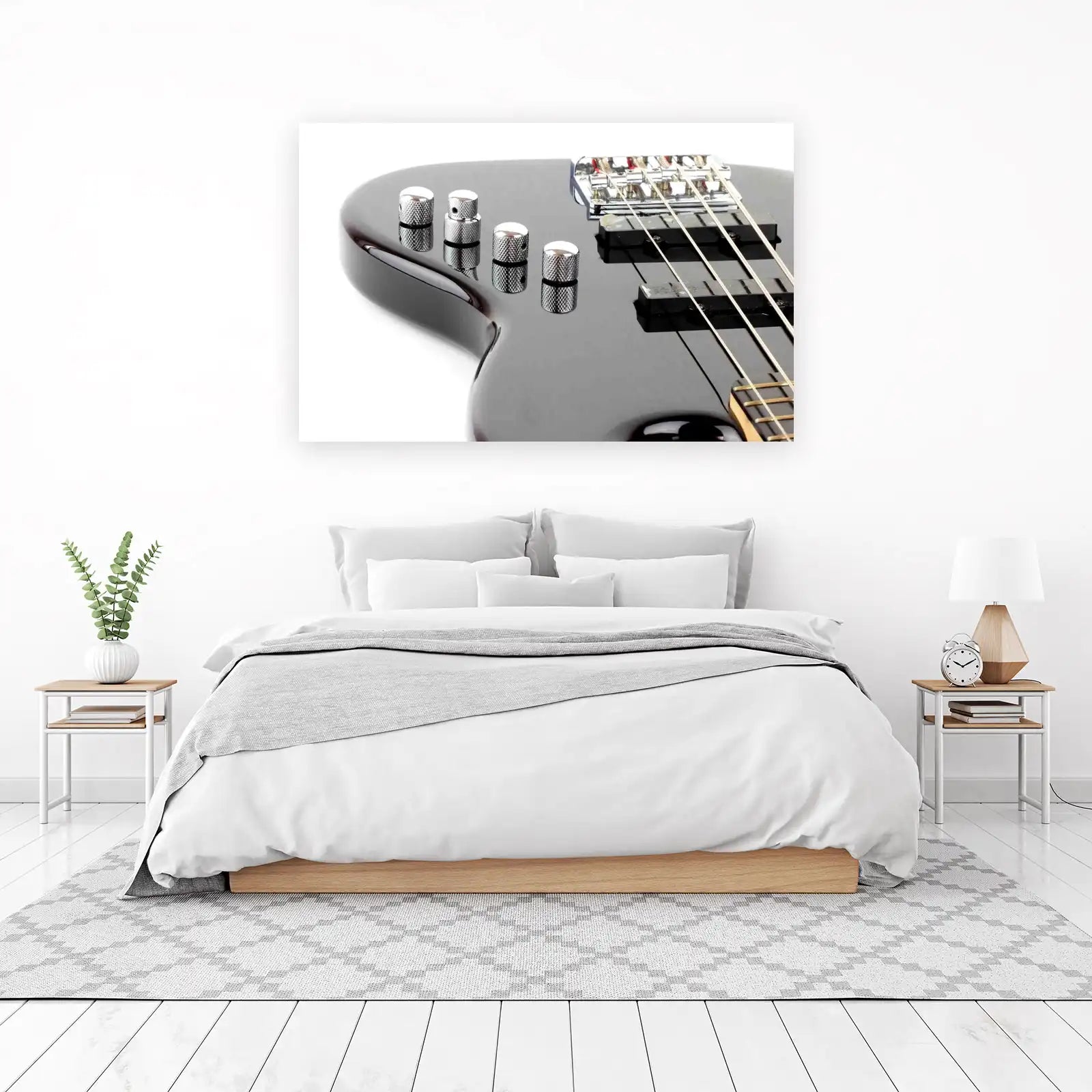 Sleek Bass Guitar Knobs & Bridge Wall Art