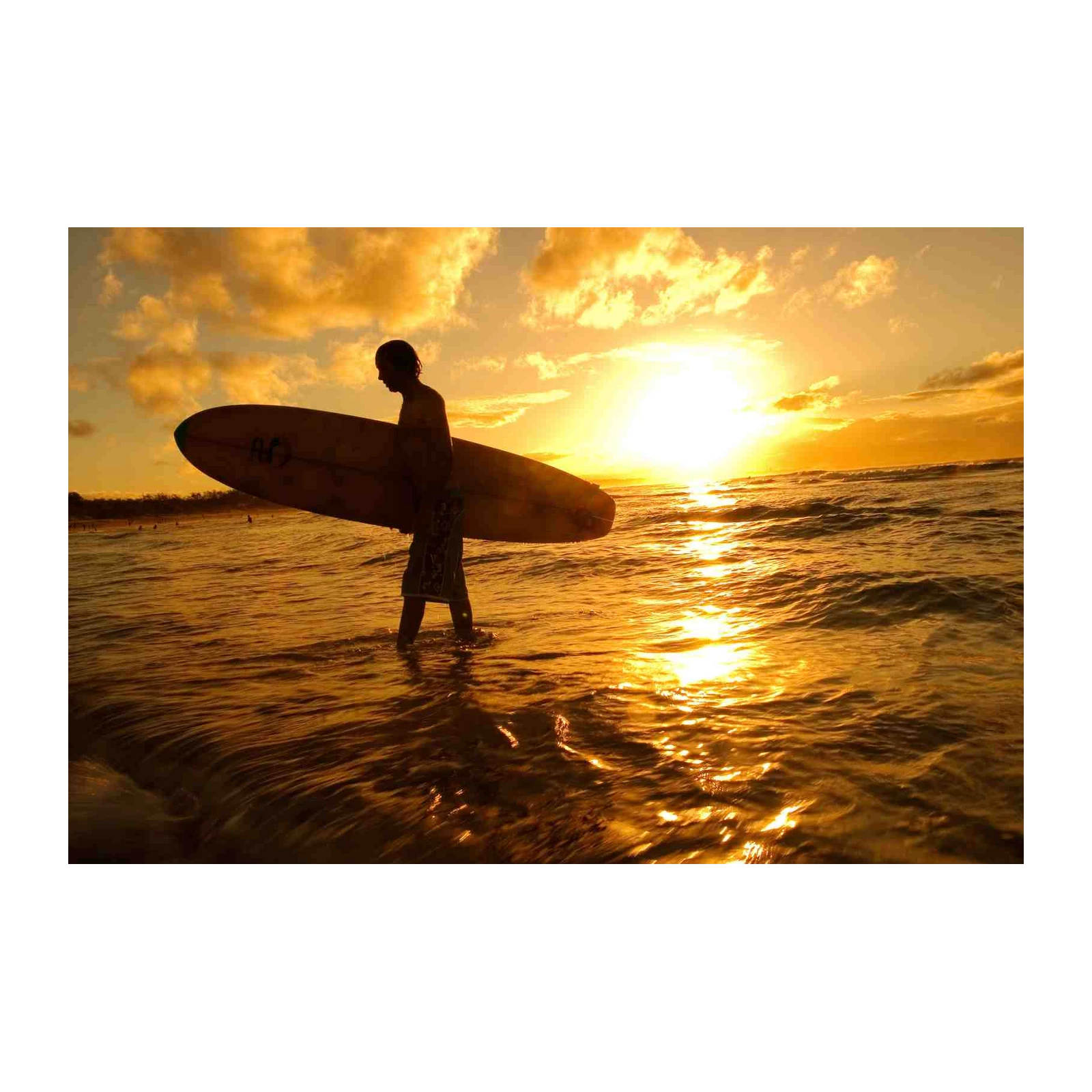 Sunset Surfer Silhouette Wall Art