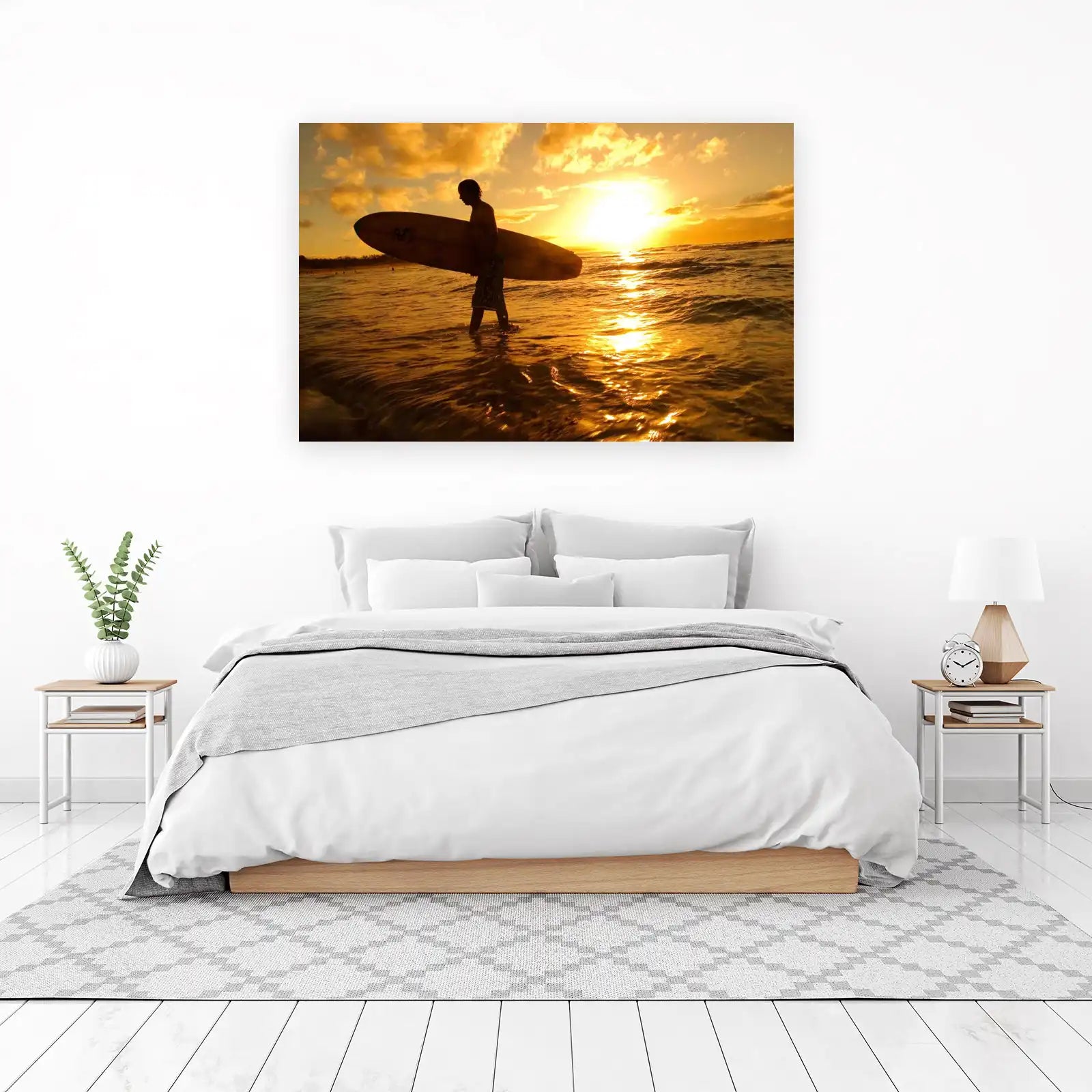 Sunset Surfer Silhouette Wall Art