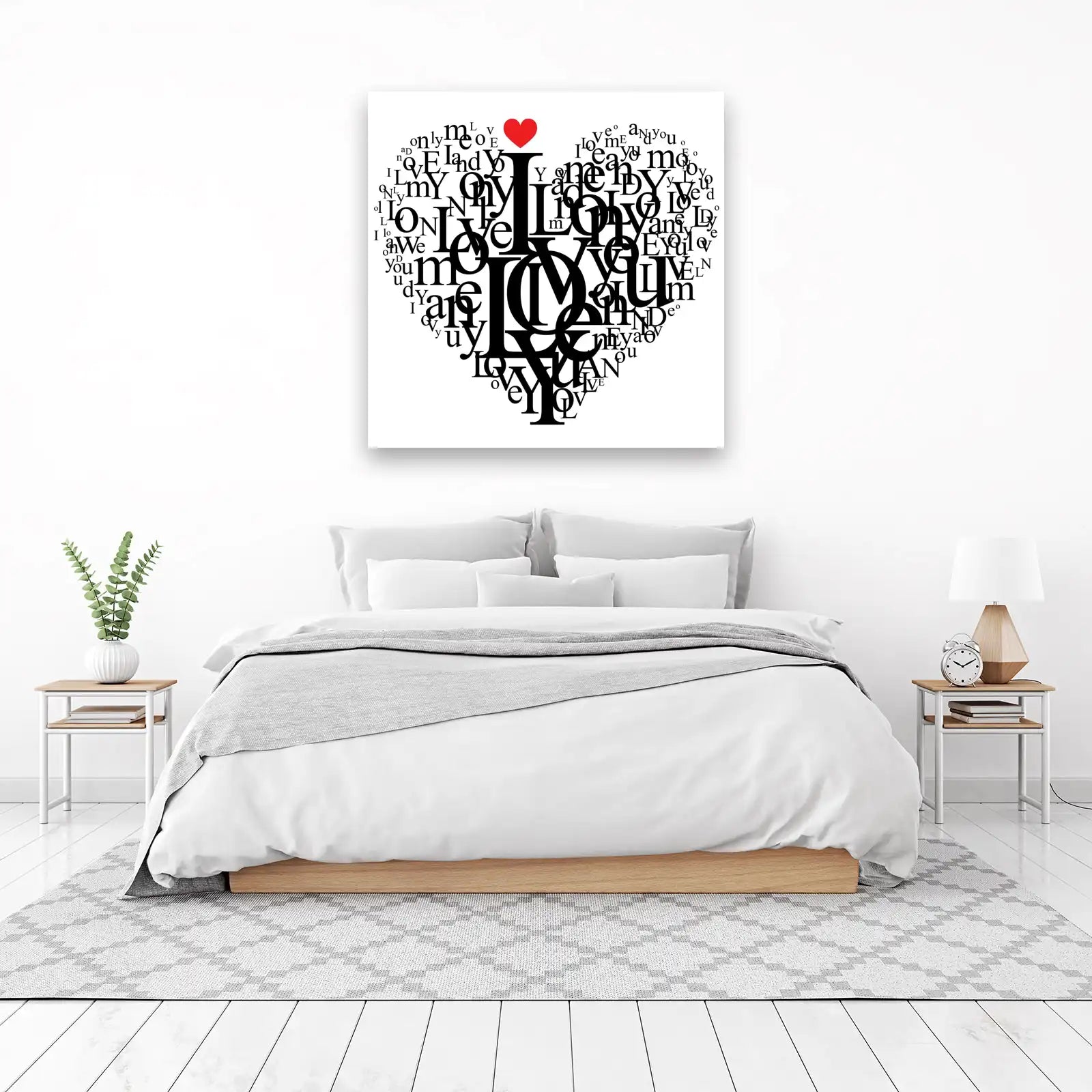 Romantic Typography Heart "I Love You" Wall Art