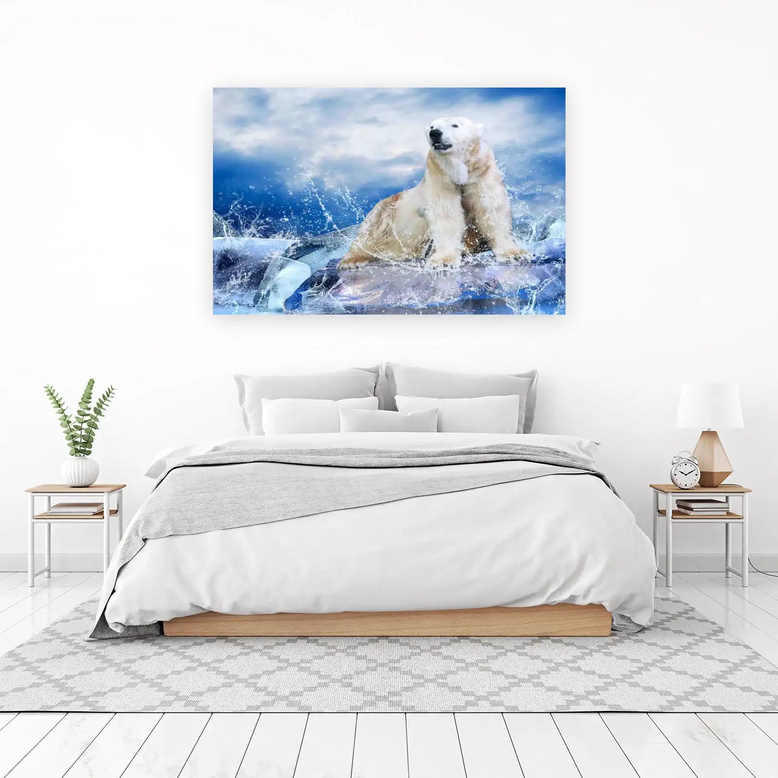 Majestic Polar Bear Ice Splash Wall Art