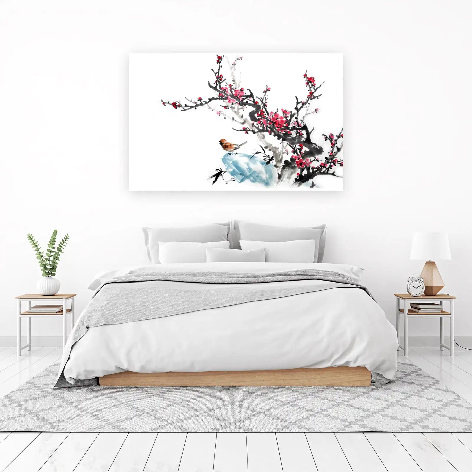 Serene Bird & Blossom Watercolor Wall Art