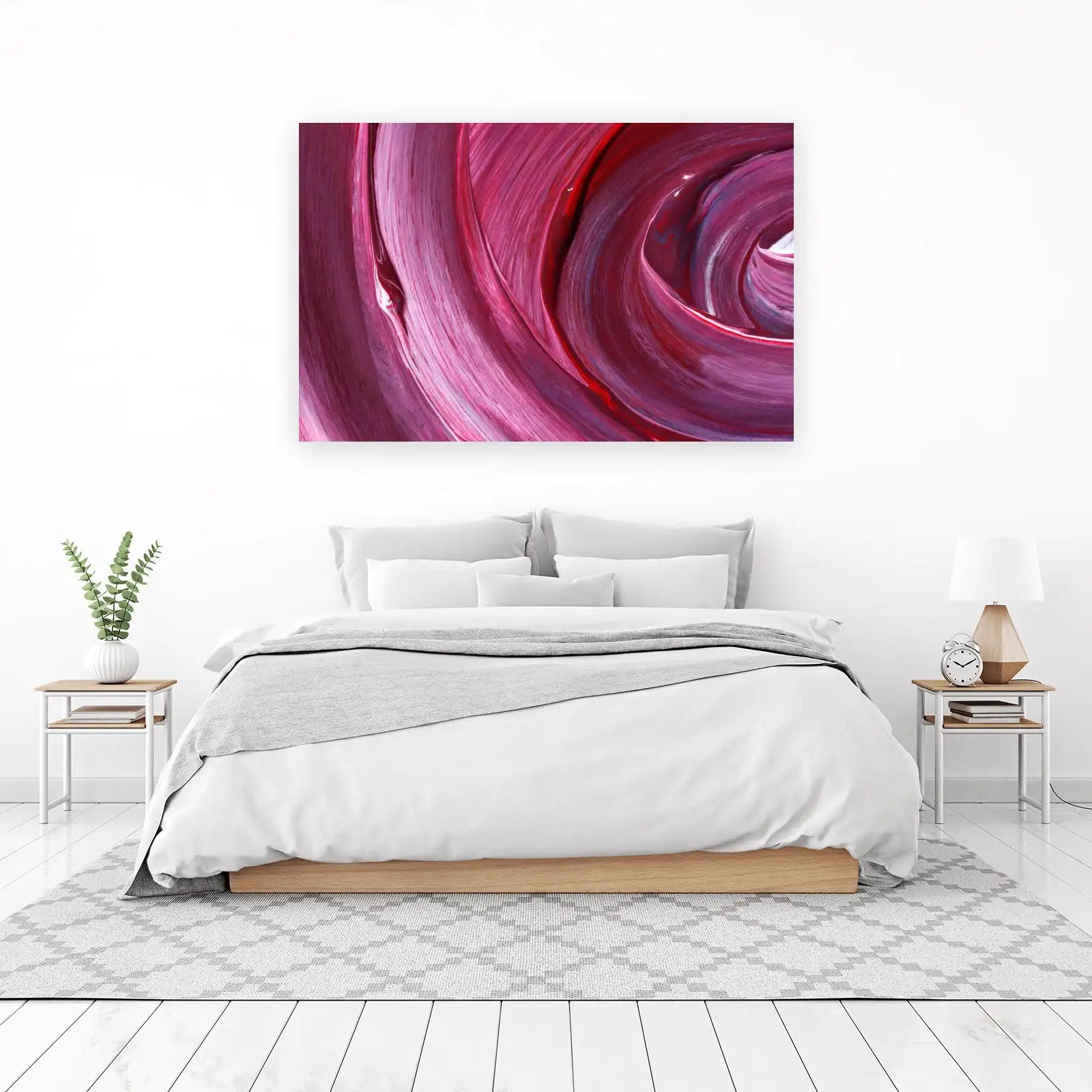 Rich Magenta Swirl Textured Abstract Wall Art