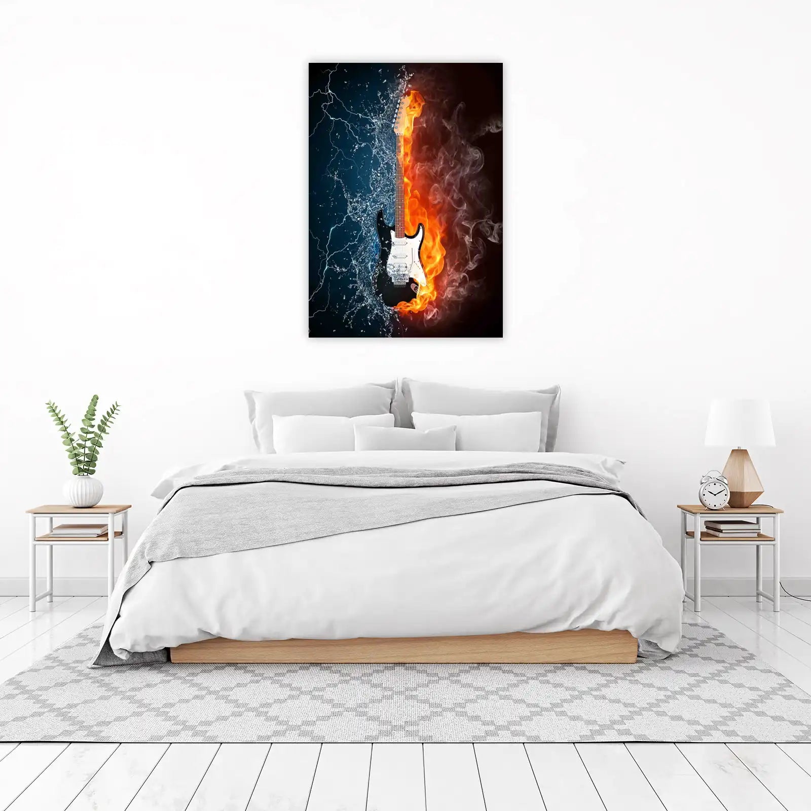 Electric Guitar Fire & Water Wall Art