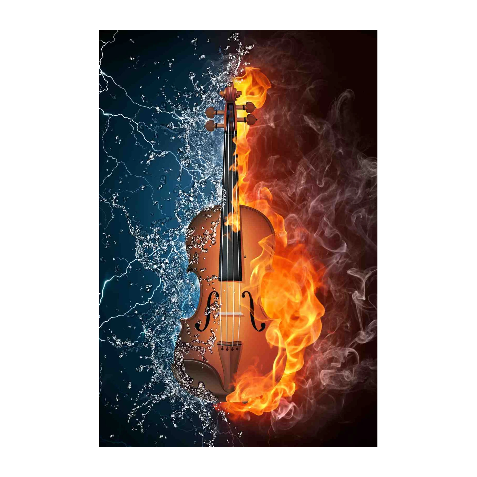 Fiery & Icy Violin Abstract Wall Art