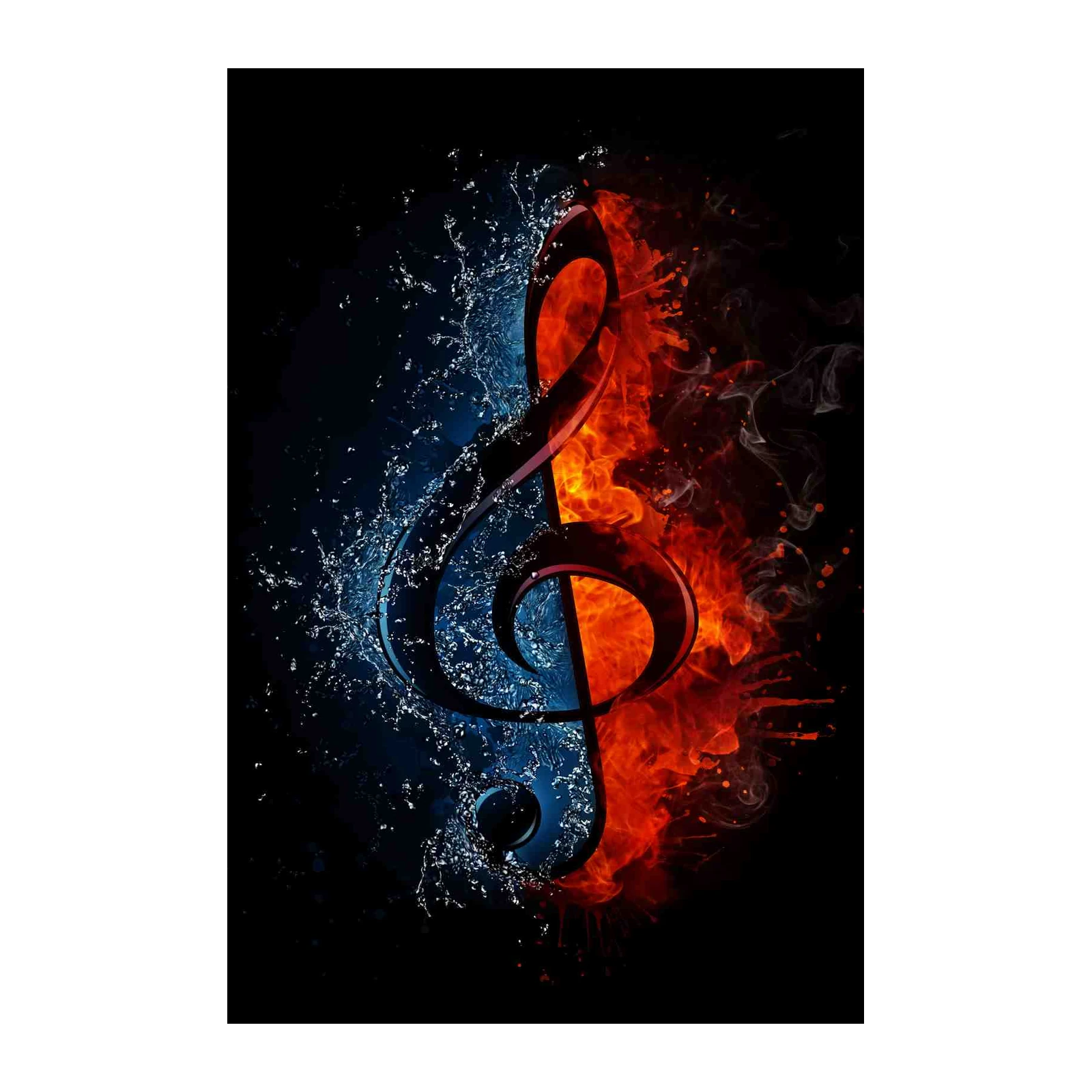Fiery Water Treble Clef Wall Art - Music Art