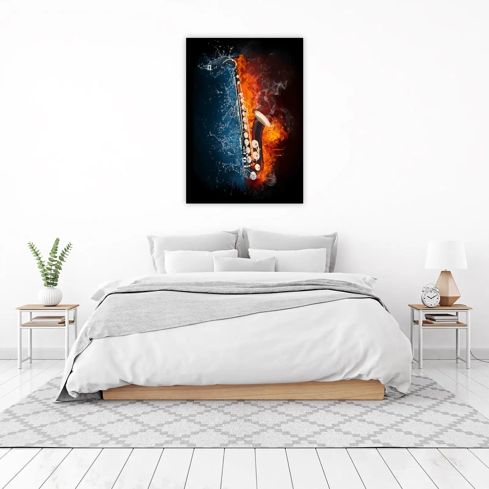Fire and Water Saxophone Art Wall Art