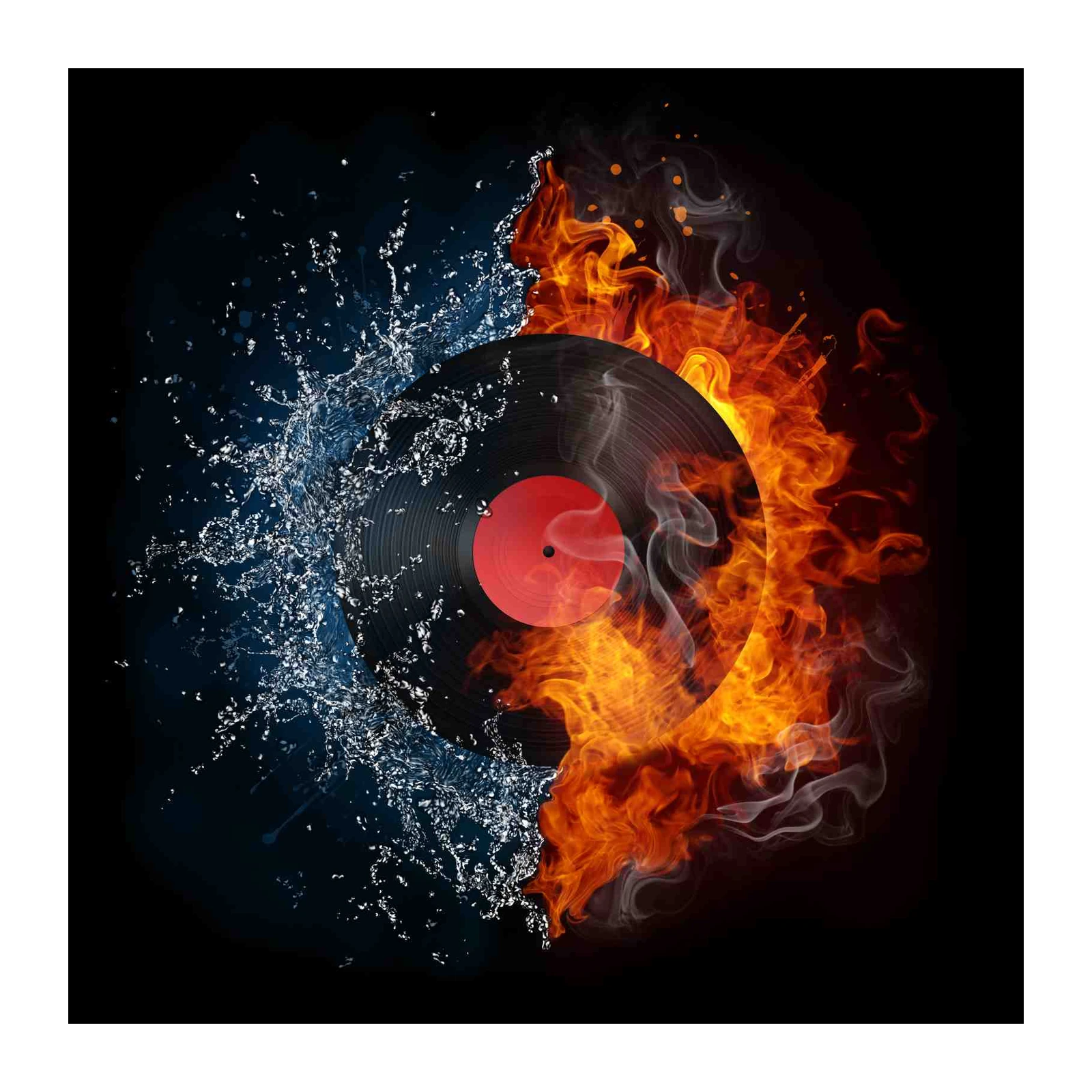 Vinyl Record Fire & Water Wall Art