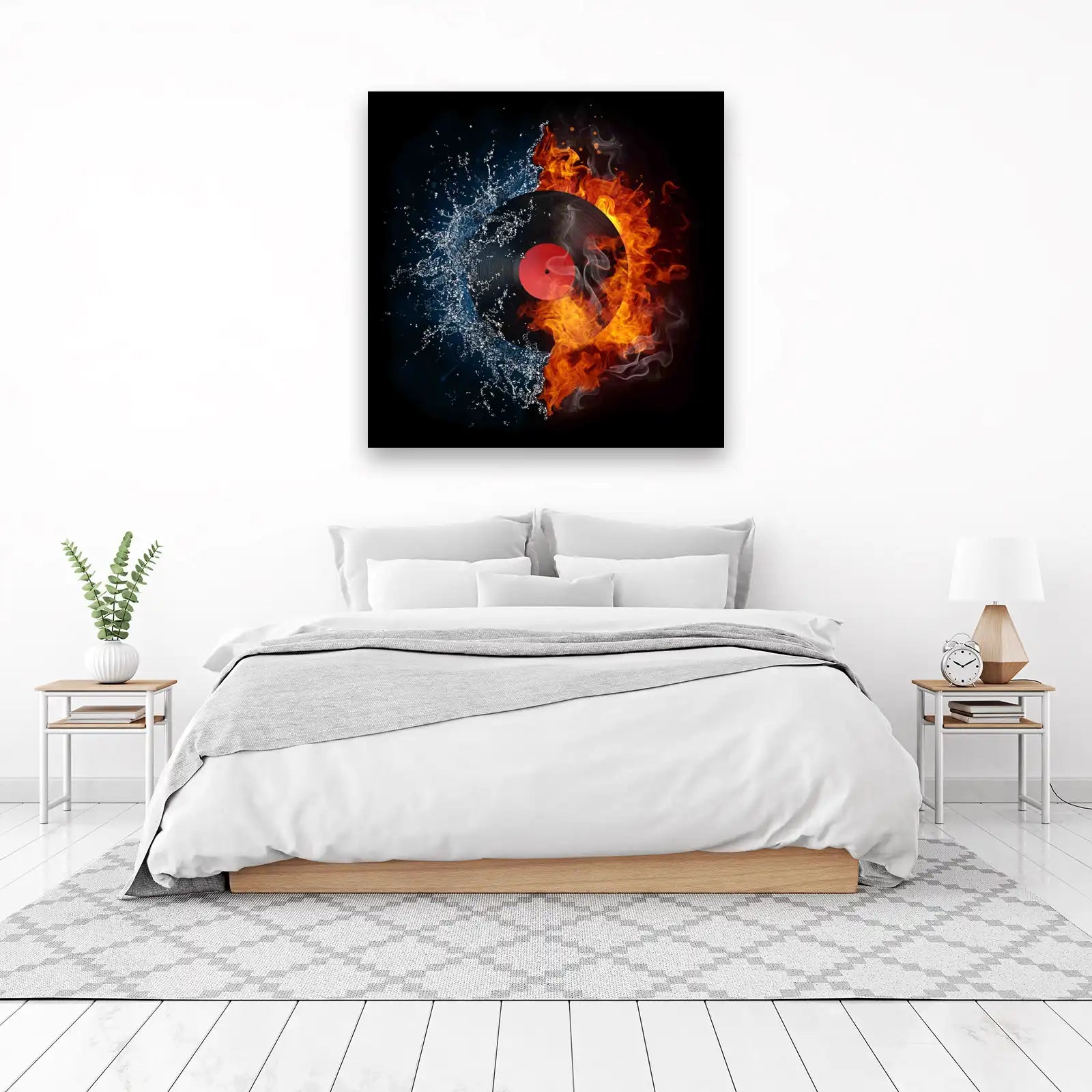 Vinyl Record Fire & Water Wall Art