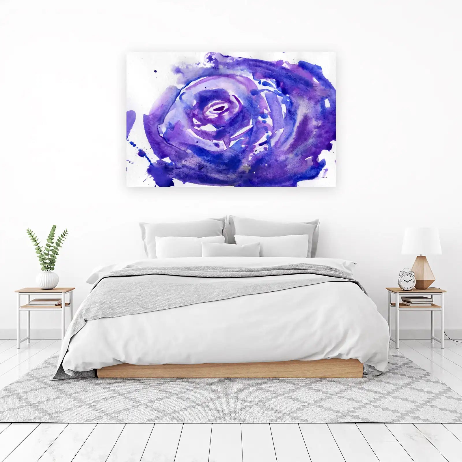 Abstract Purple Rose Watercolor Wall Art