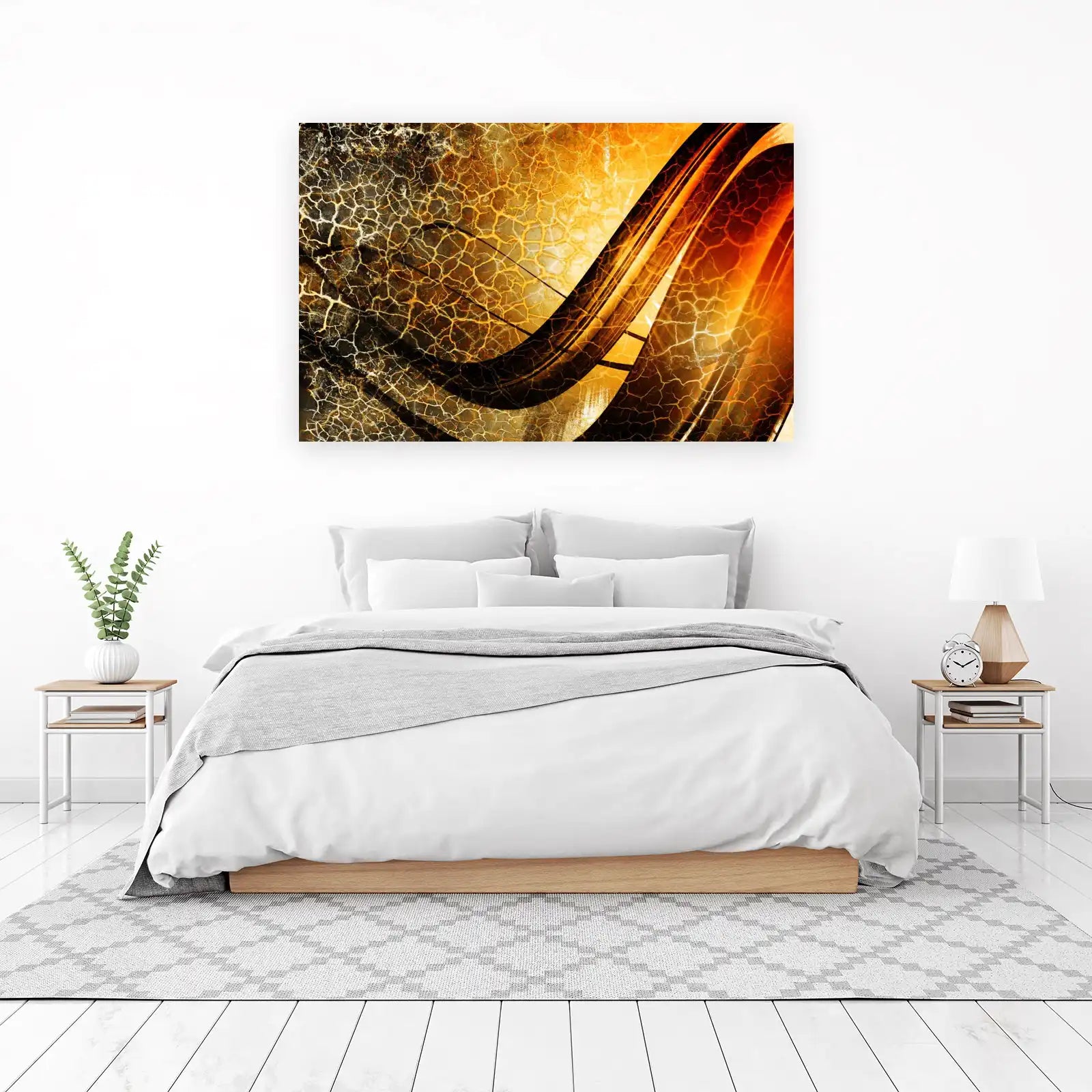 Cracked Earth & Fire Abstract Wall Art