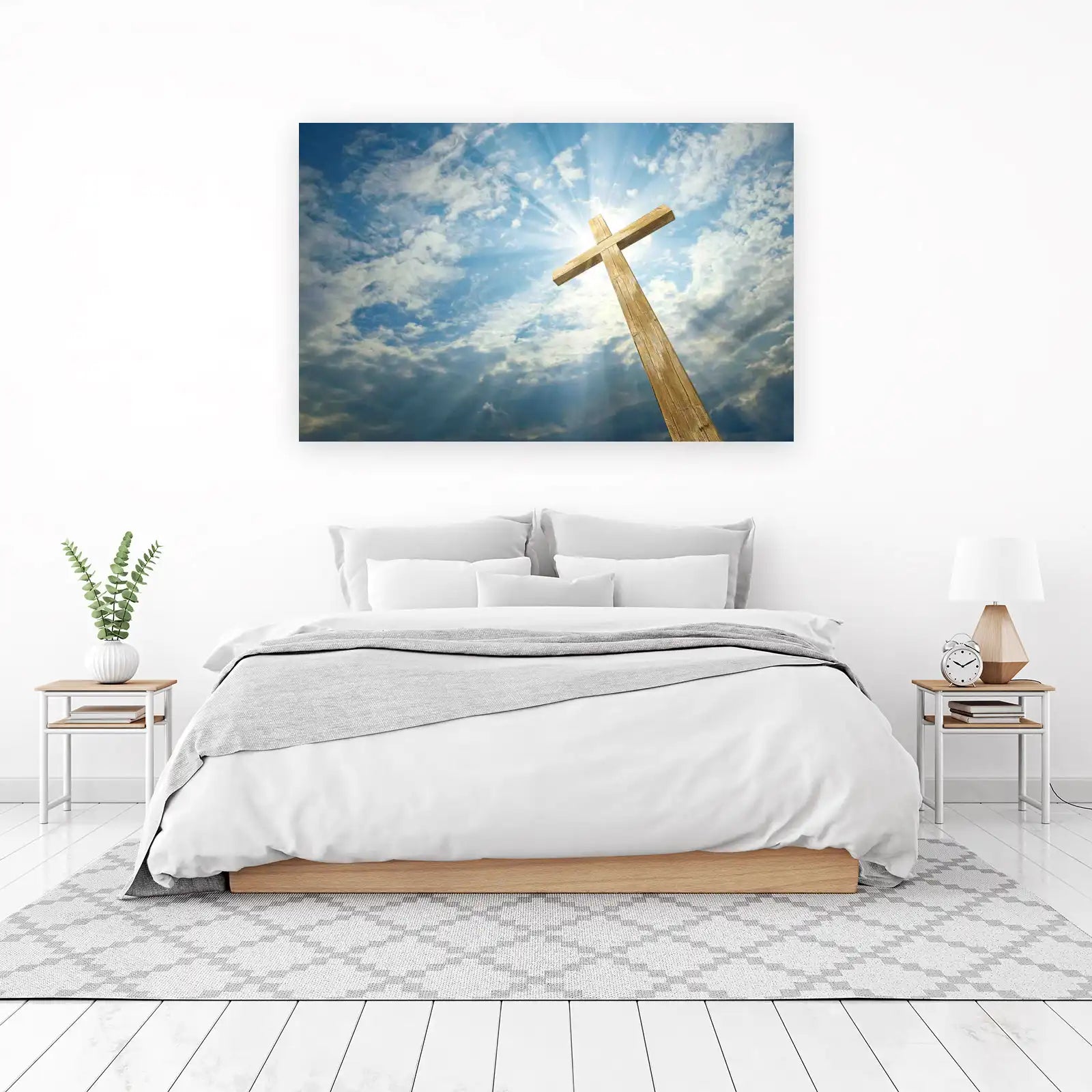 Inspirational Wooden Cross Sky Wall Art