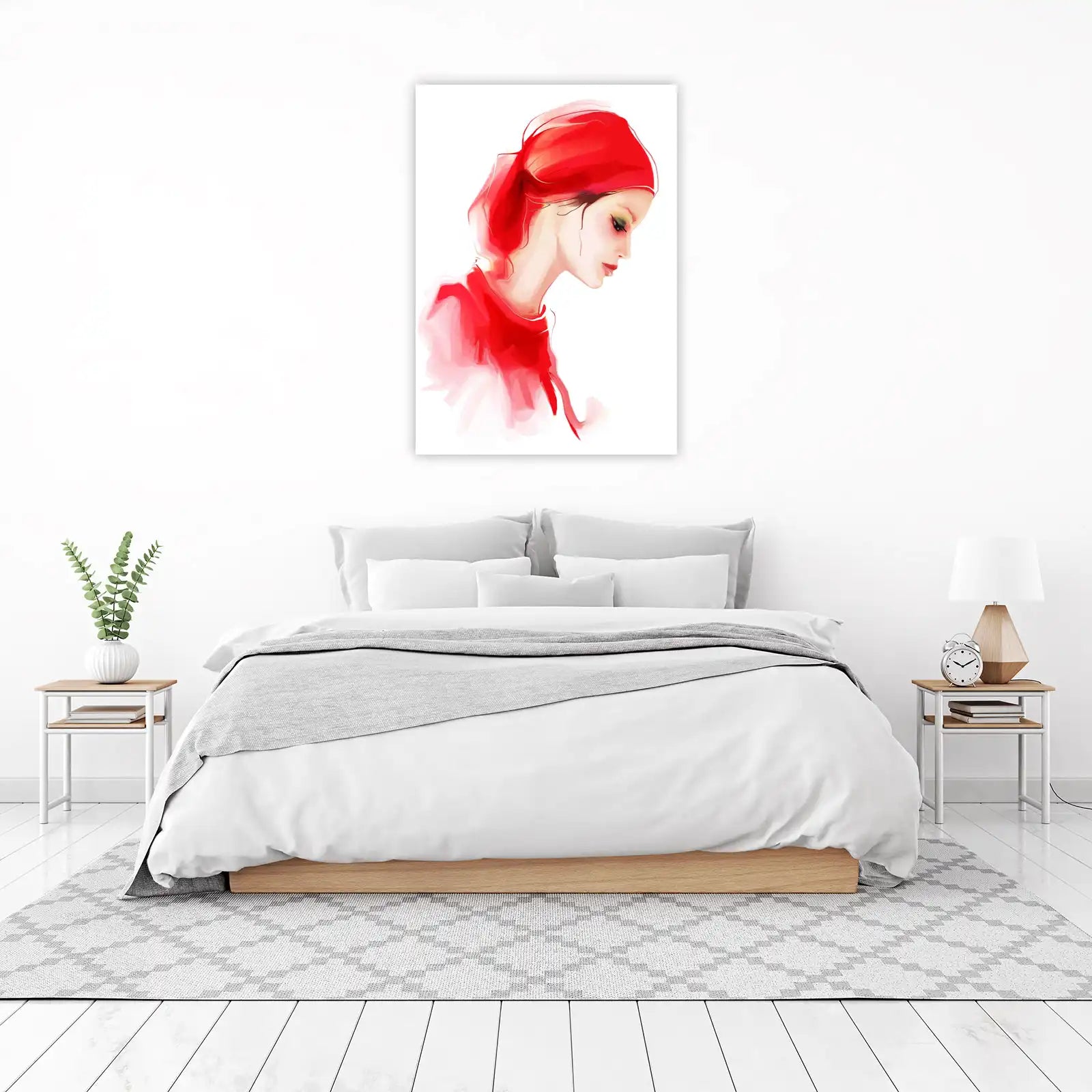 Elegant Red Woman Portrait Wall Art