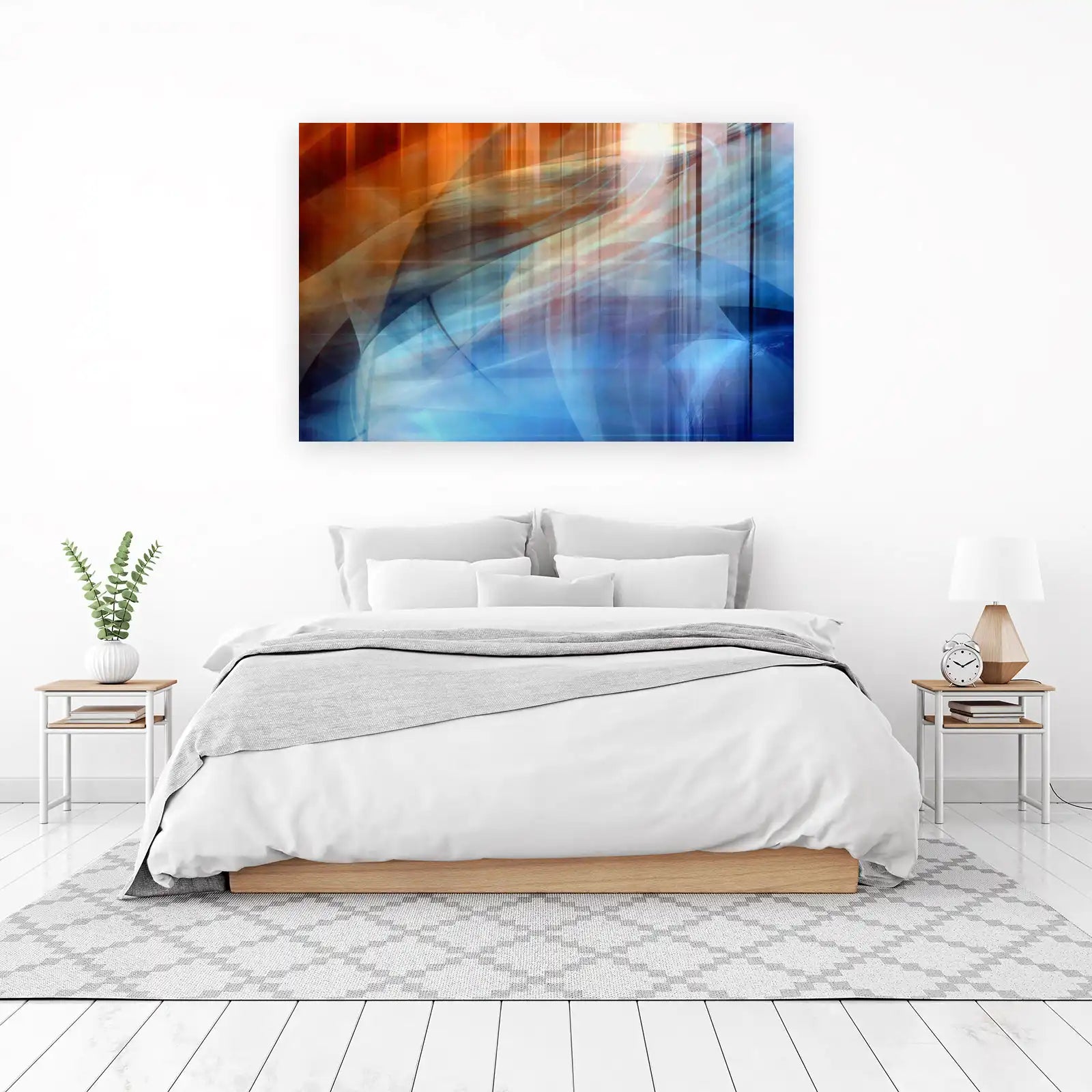 Abstract Blue Orange Swirls Wall Art