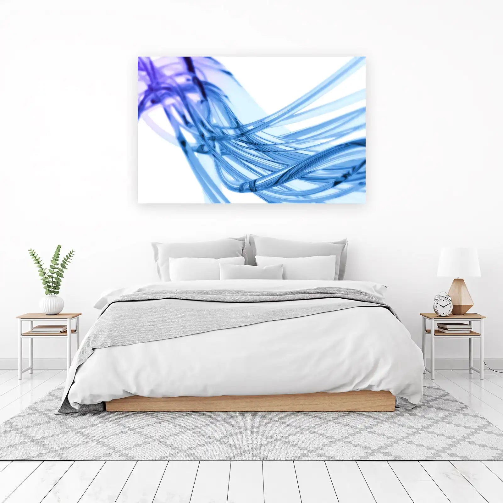 Abstract Blue Flowing Lines Wall Art