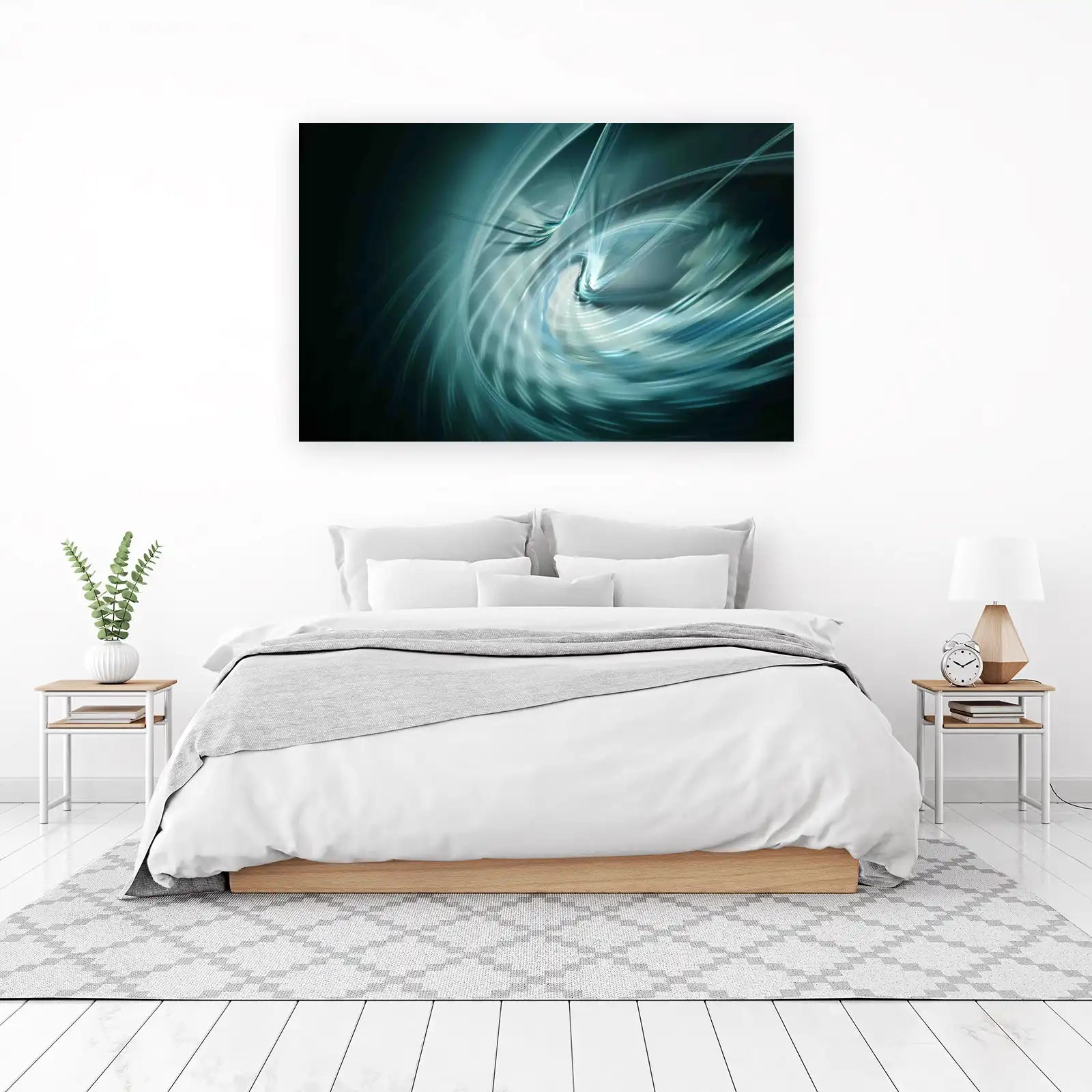Abstract Teal Swirls Modern Art Wall Art