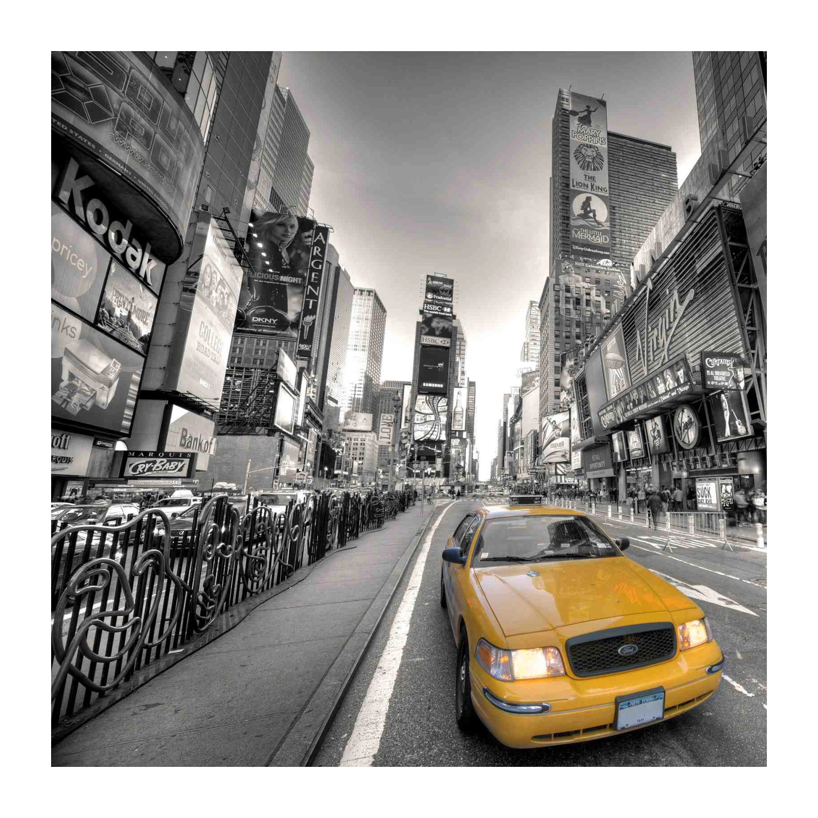 Iconic Yellow Taxi Times Square Wall Art