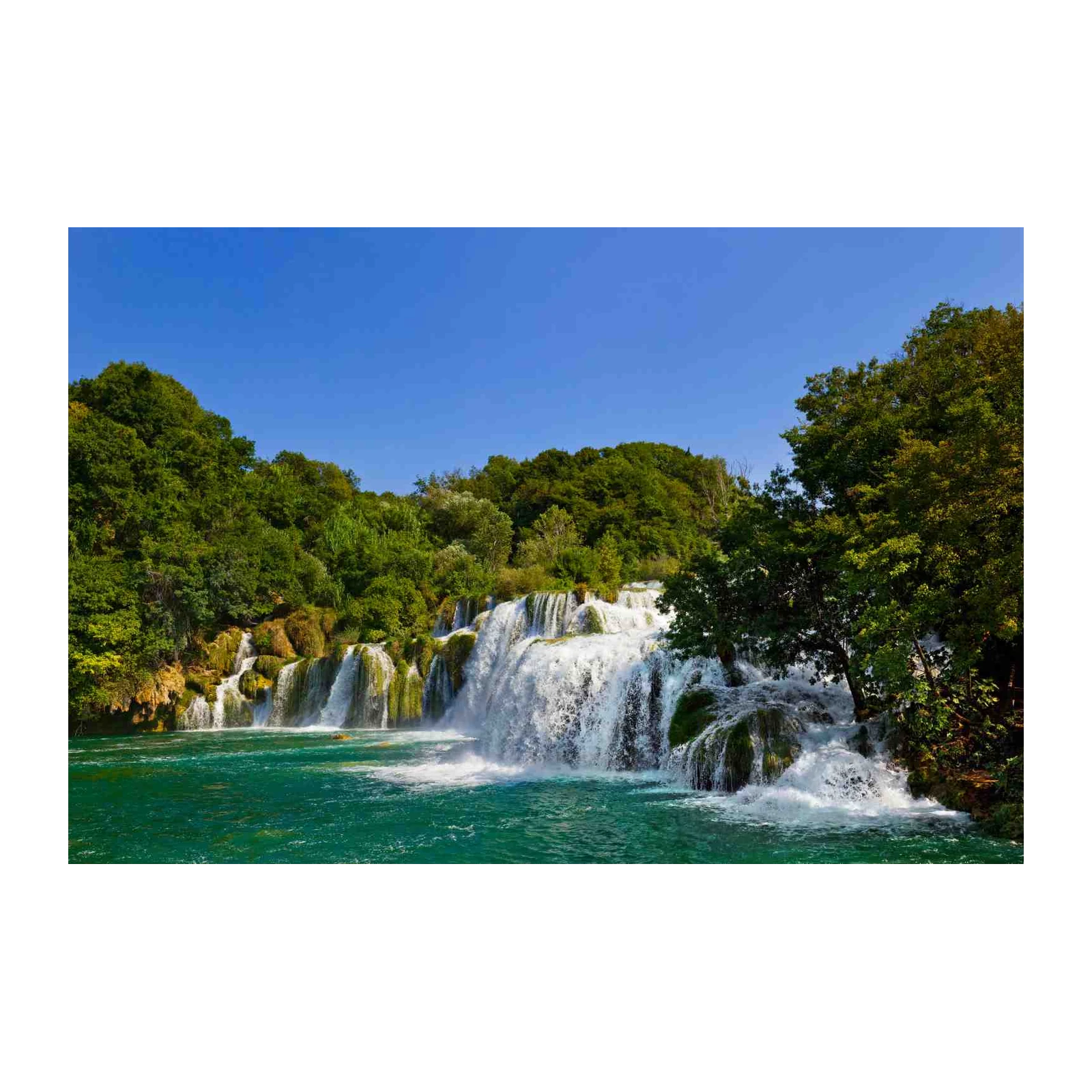 Serene Waterfall Emerald Waters Wall Art