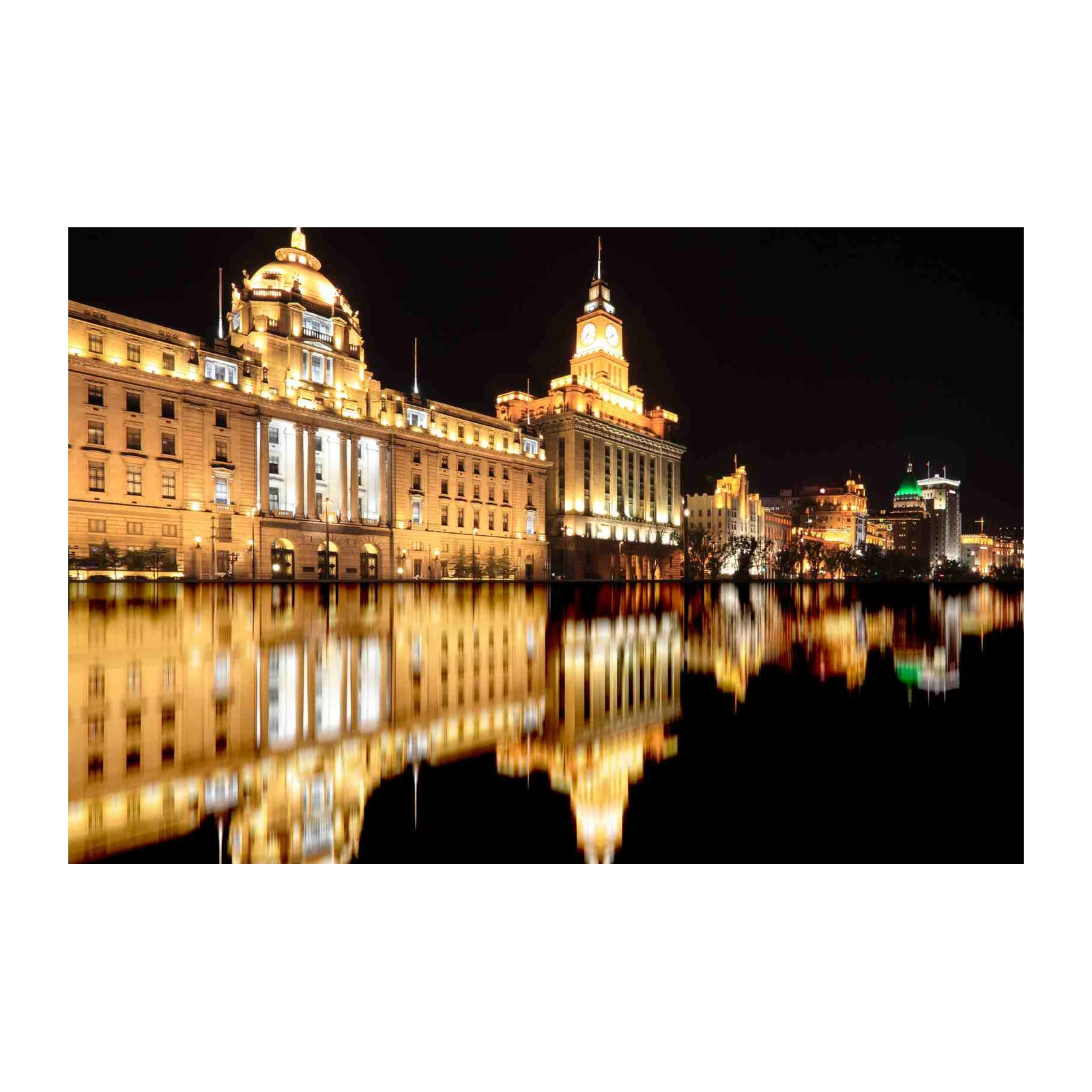 Shanghai Skyline Night Reflection Wall Art