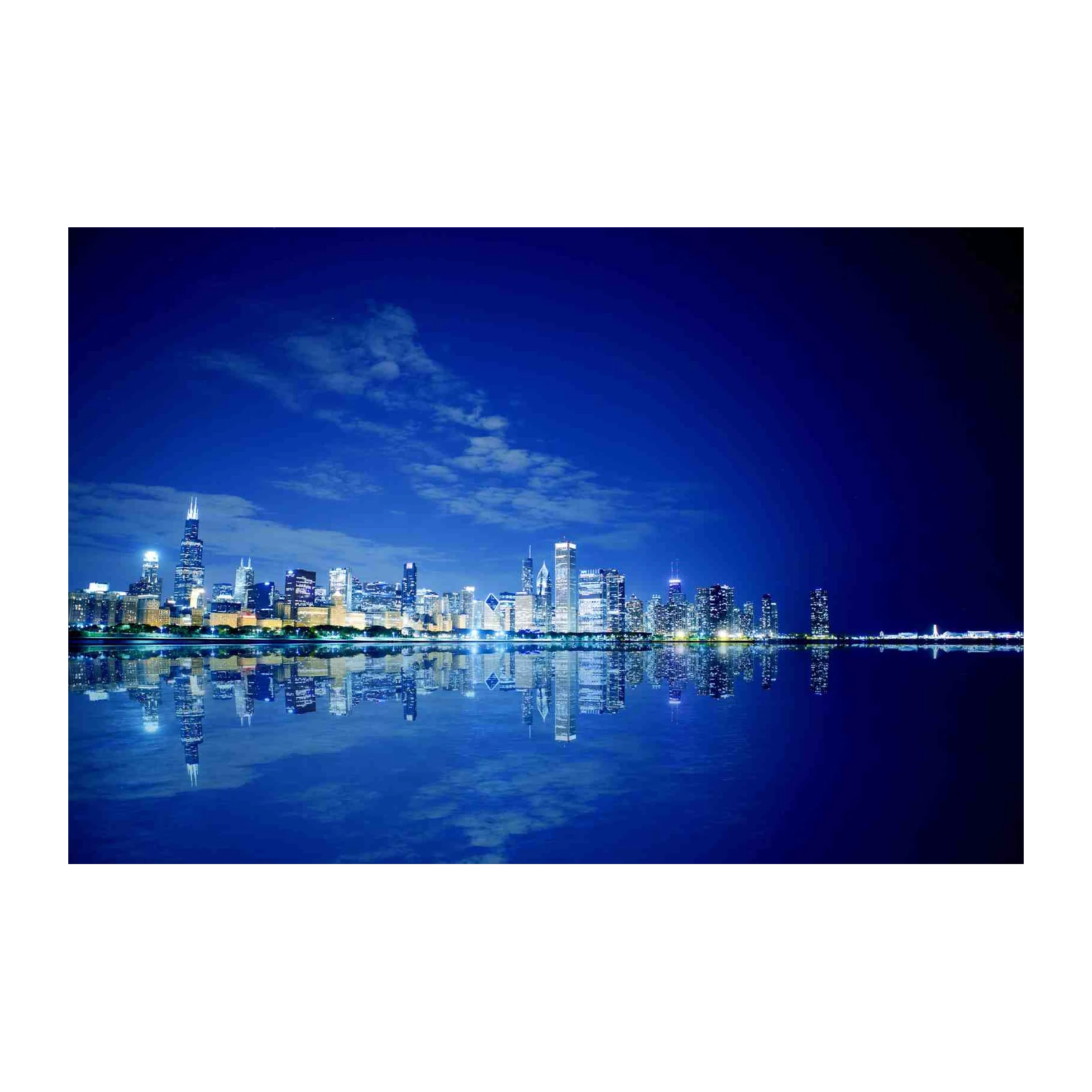 Chicago Skyline Night Reflection Wall Art