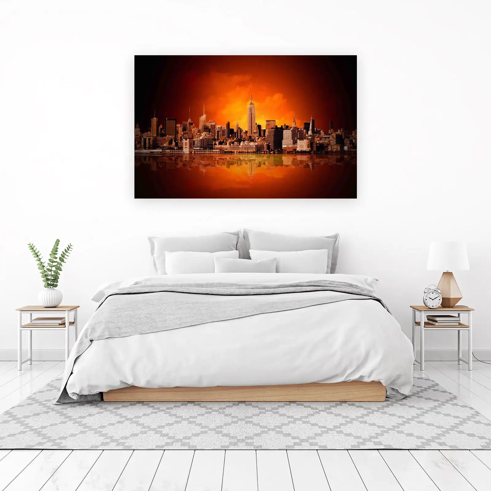 Fiery New York Skyline Sunset Wall Art