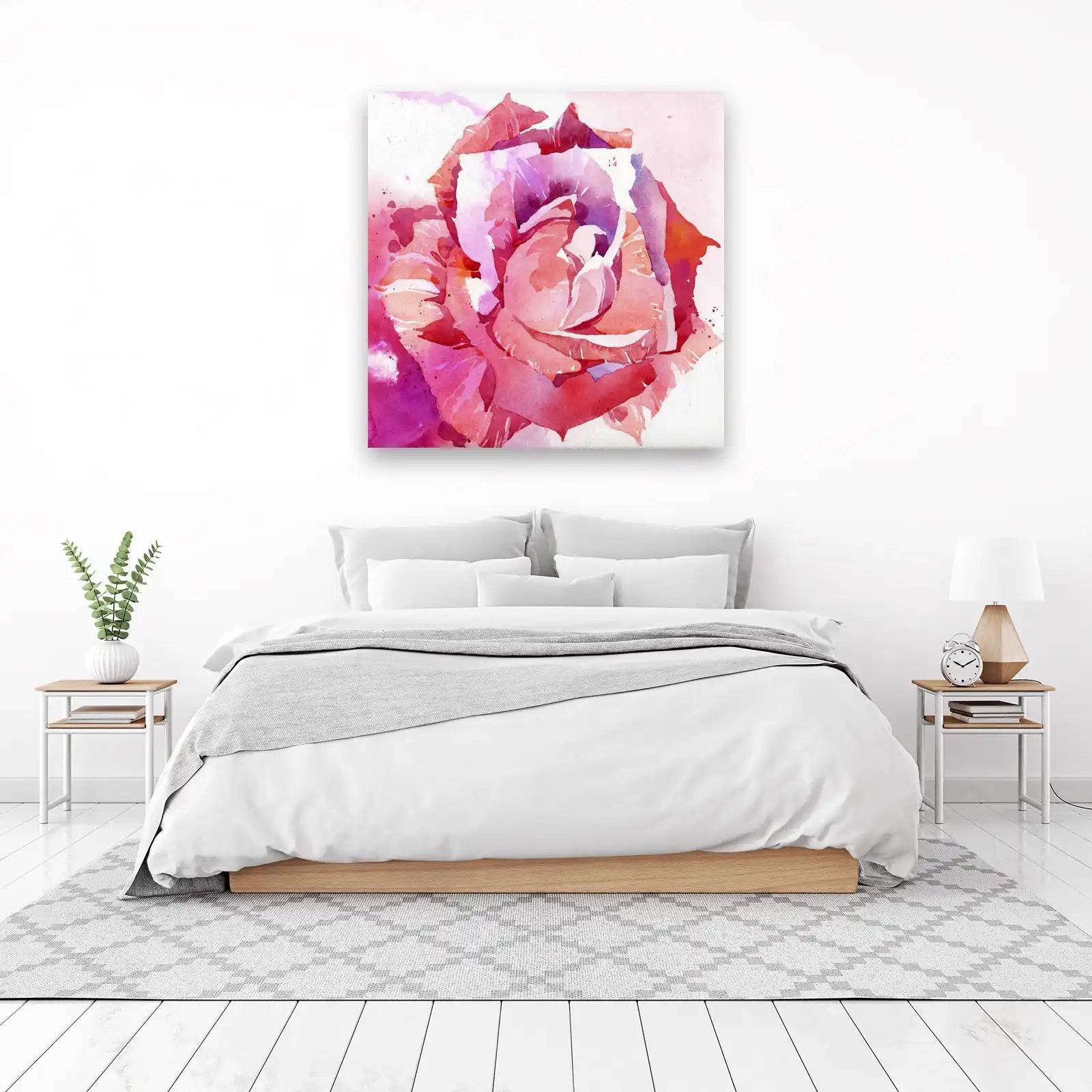 Vibrant Rose Watercolor Wall Art