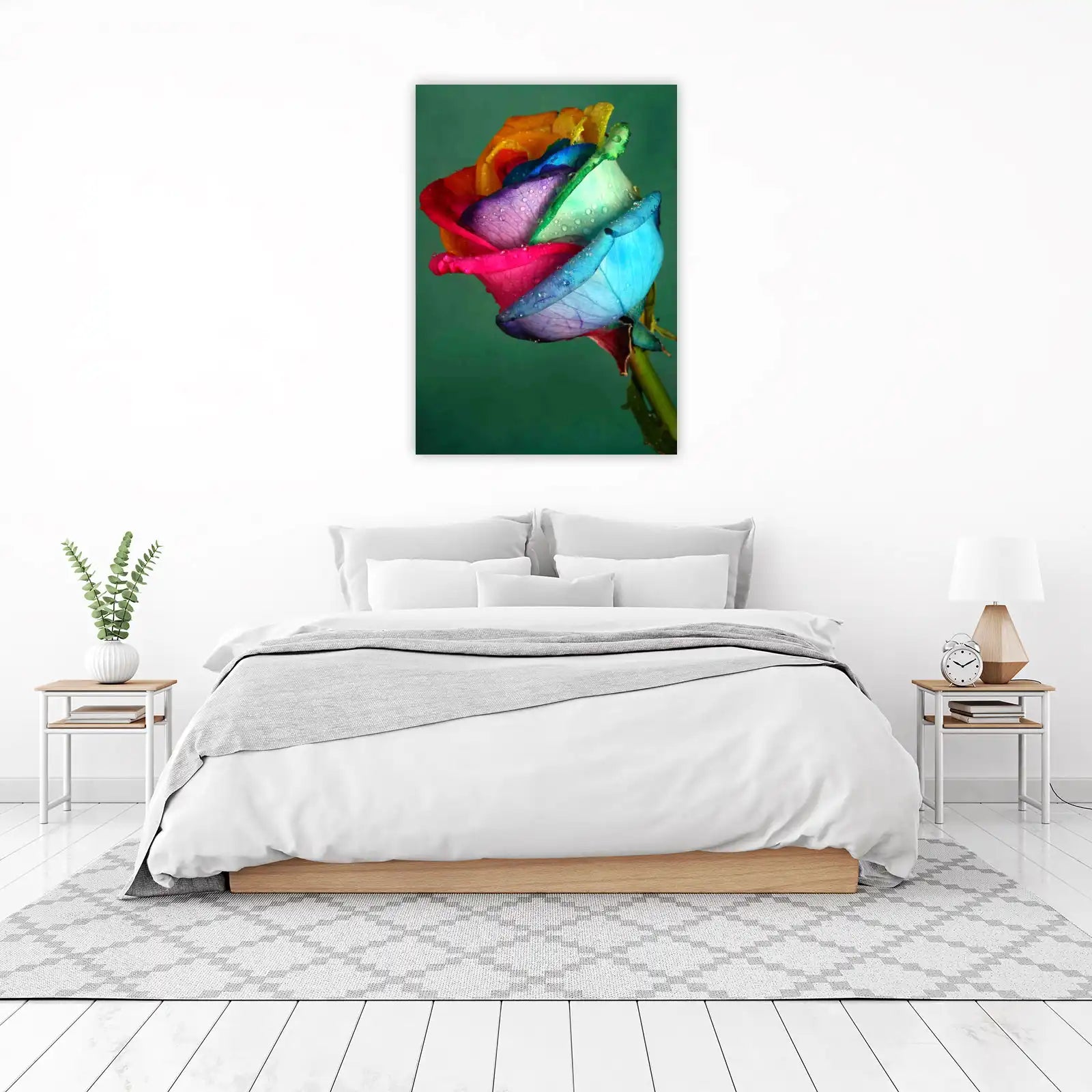 Rainbow Rose Dewdrops Art Wall Art
