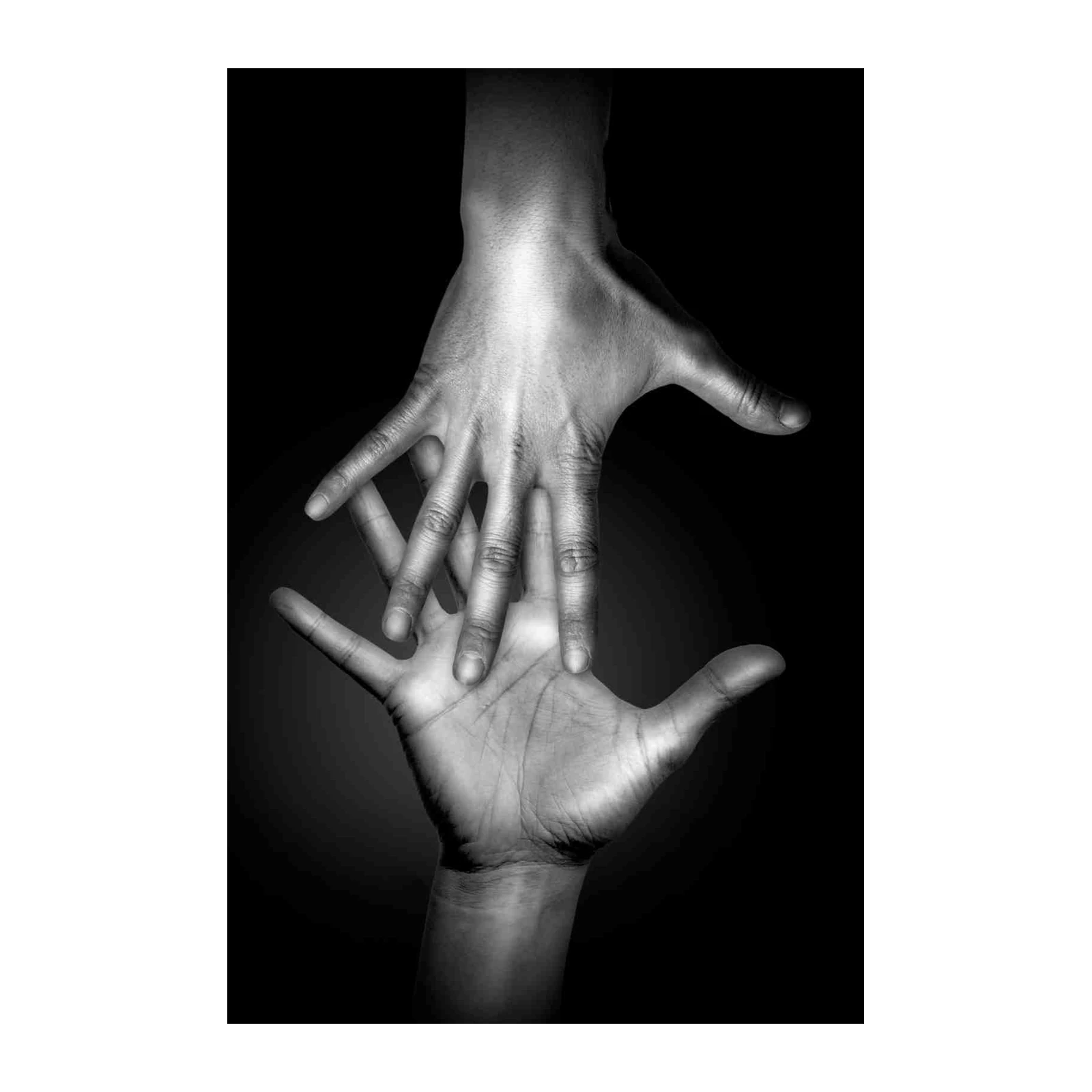 Interlocking Hands Black & White Wall Art